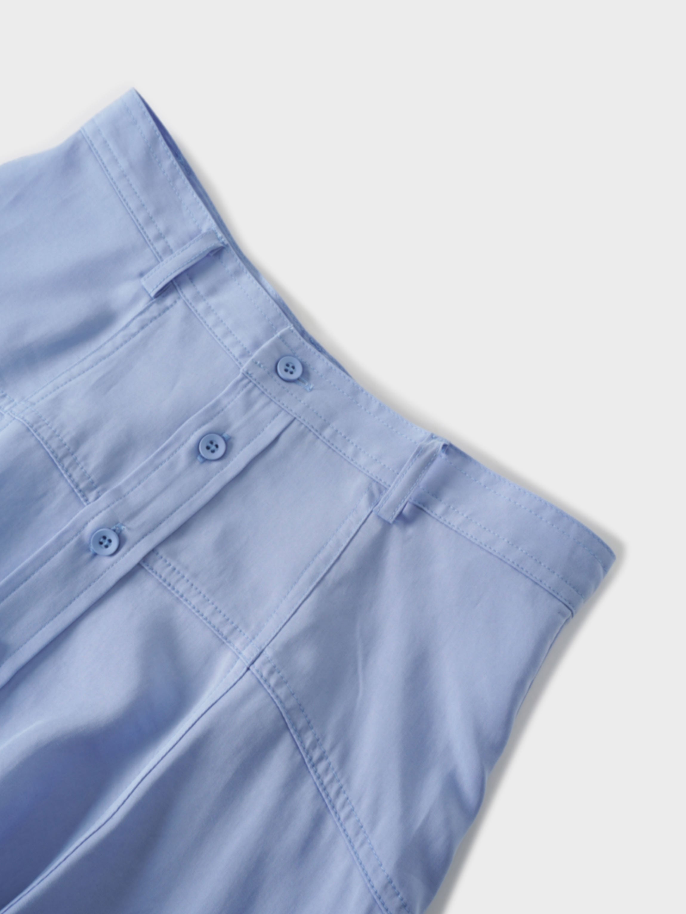 Tencel Yoke Button Down Skirt-Periwinkle Blue