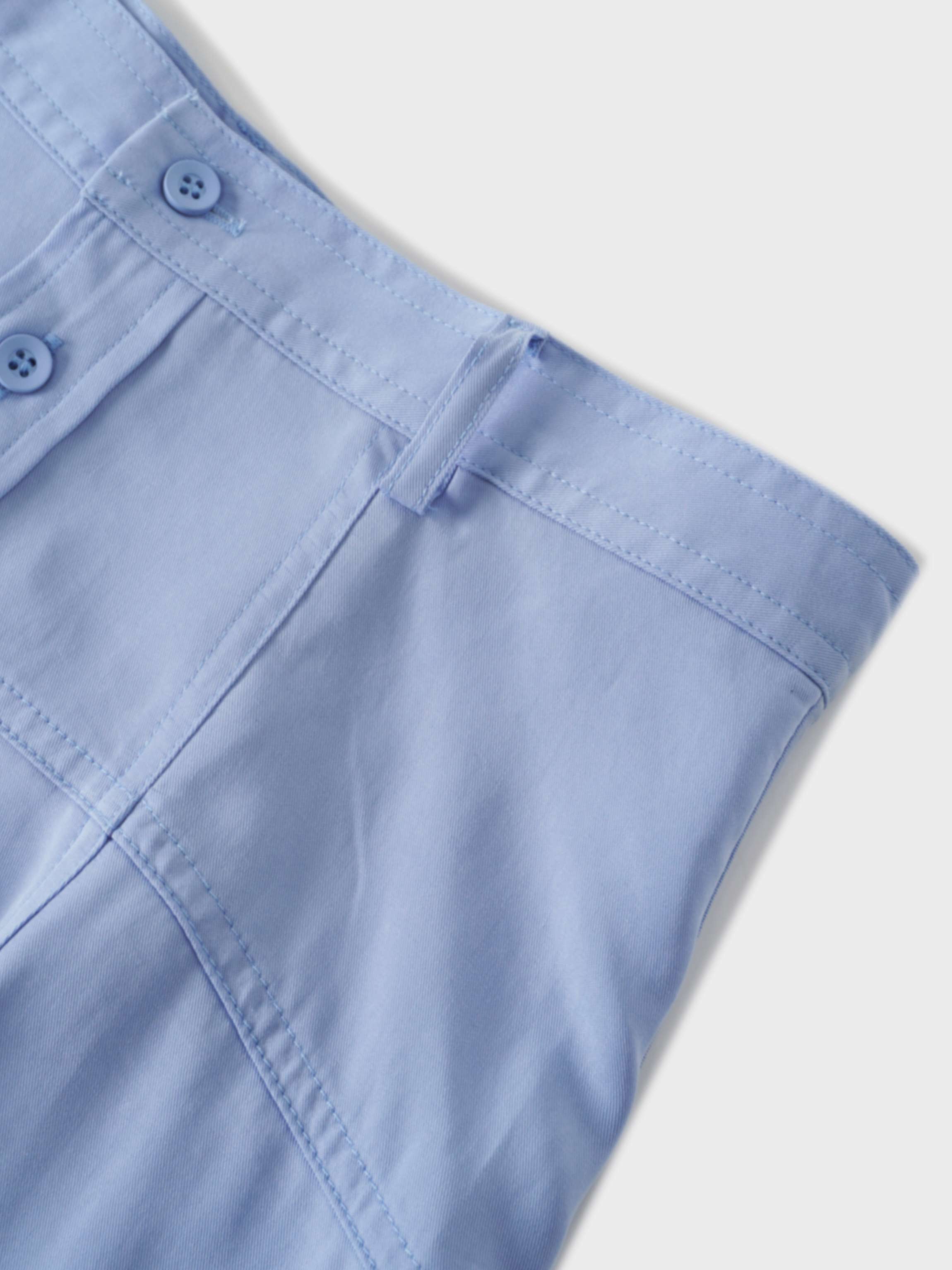 Tencel Yoke Button Down Skirt-Periwinkle Blue