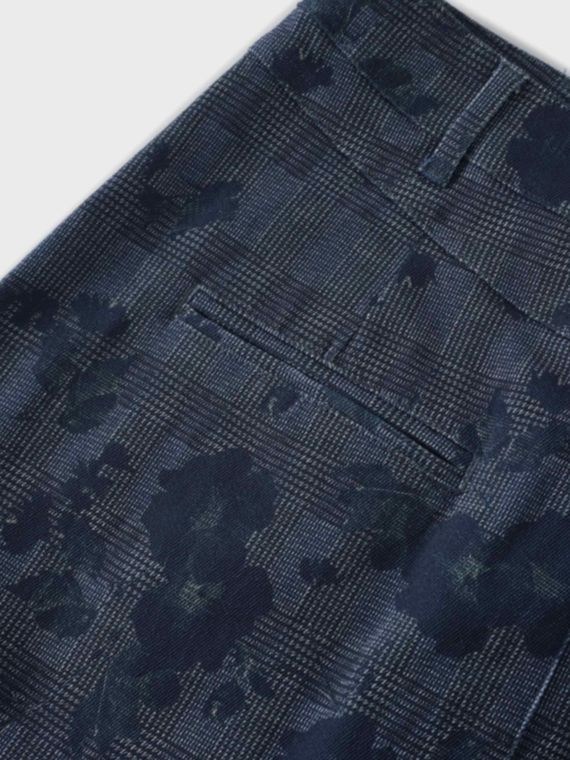 Straight Maxi Denim Skirt-Plaid Blue Floral