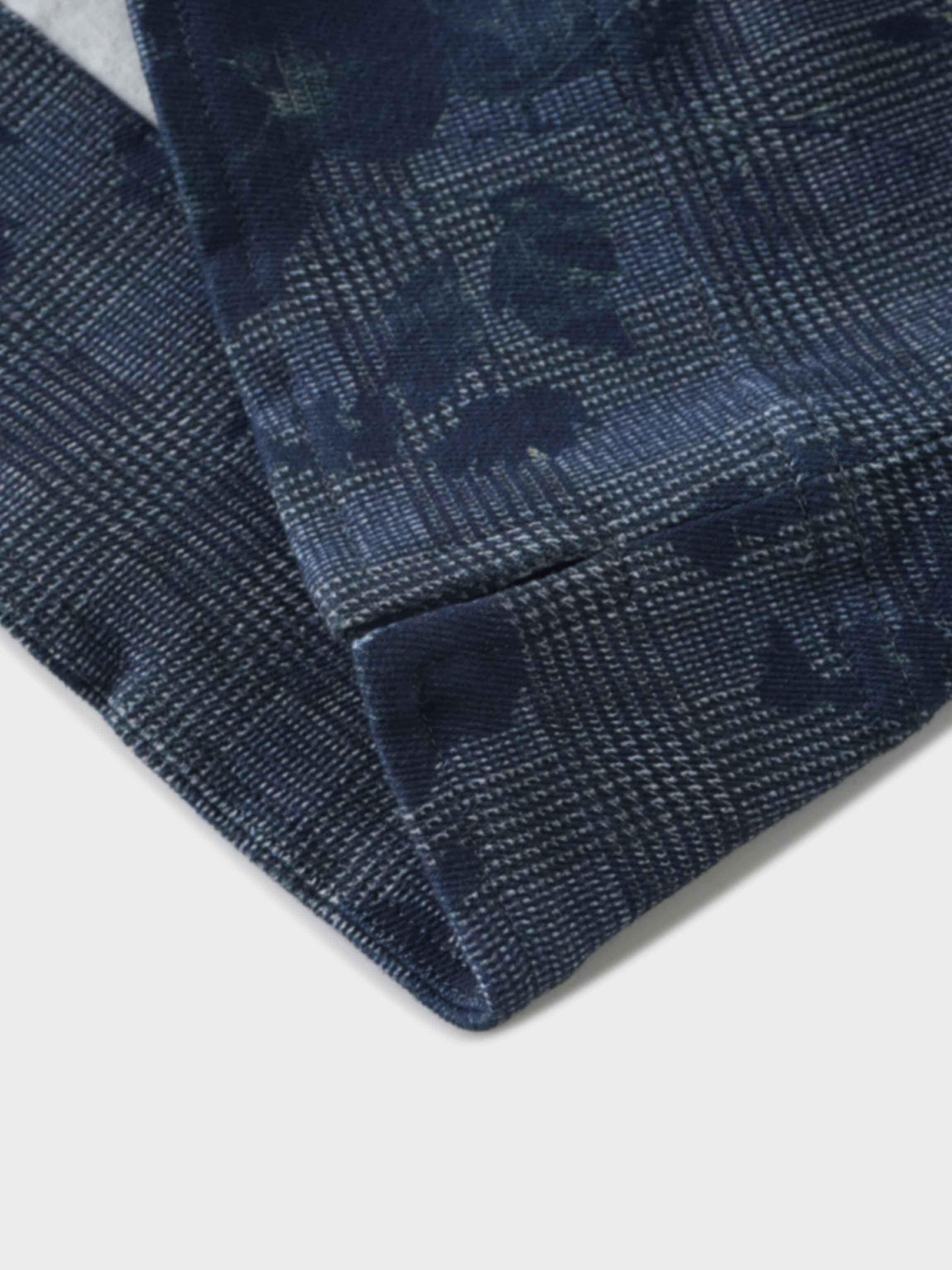 Straight Maxi Denim Skirt-Plaid Blue Floral