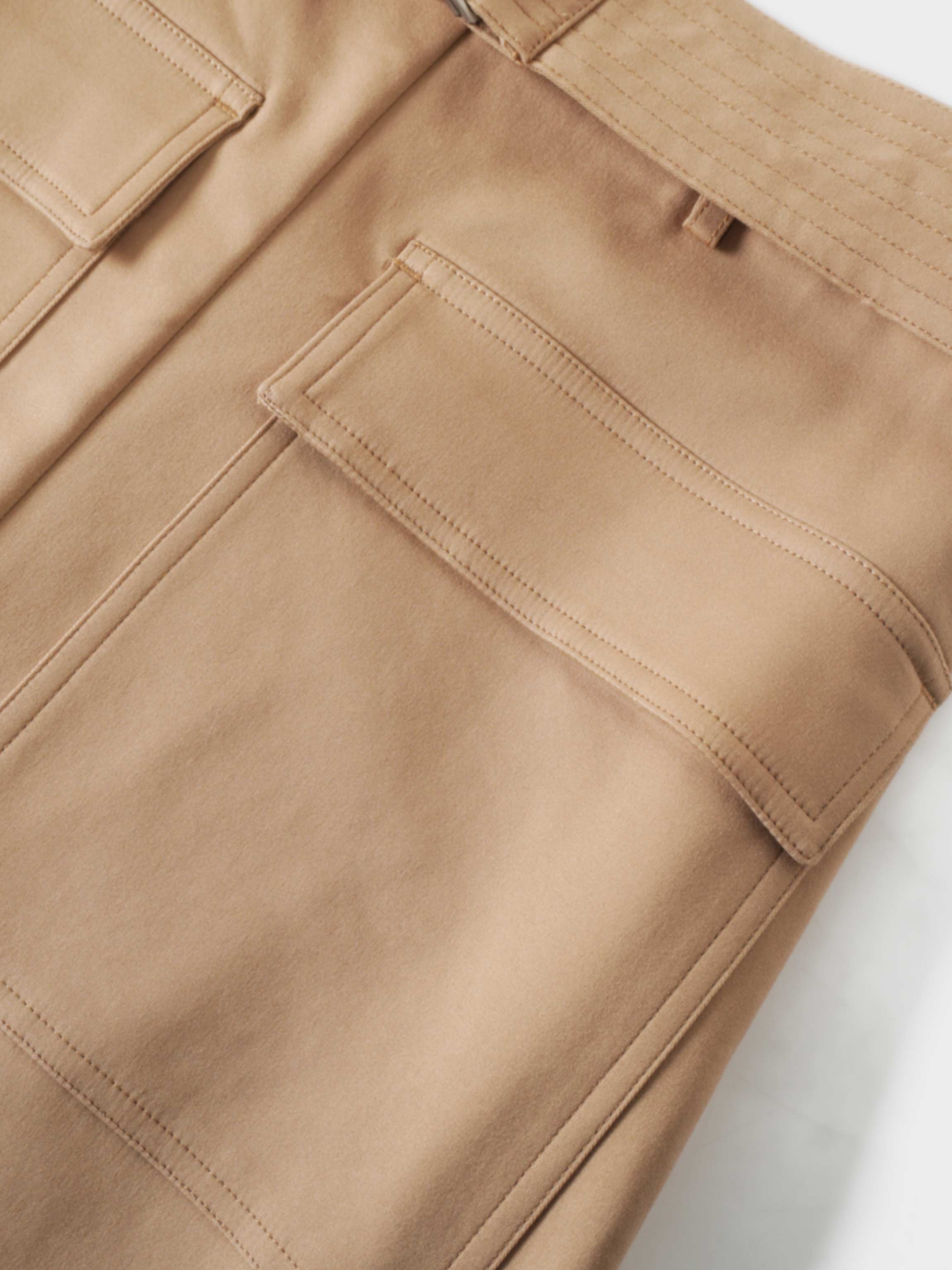 Belted Straight Cargo Pocket Skirt-Tan