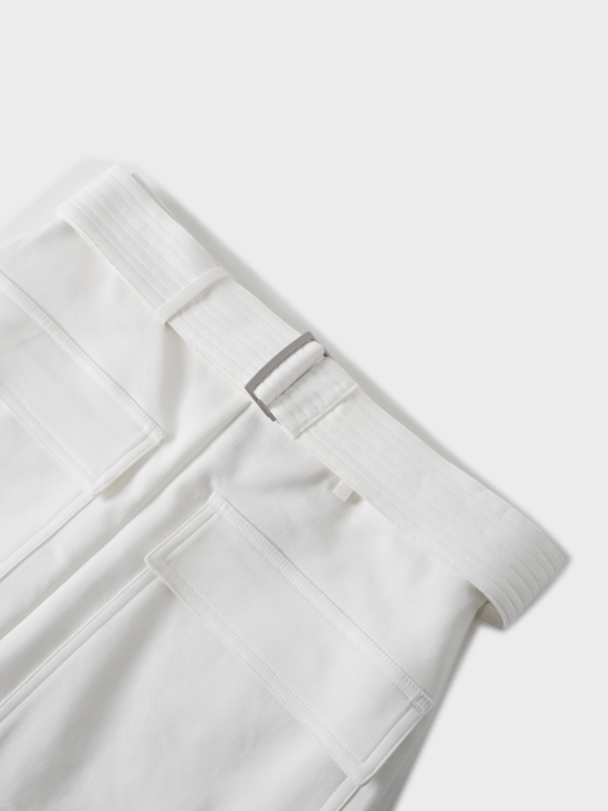 Belted Straight Cargo Pocket Skirt-White