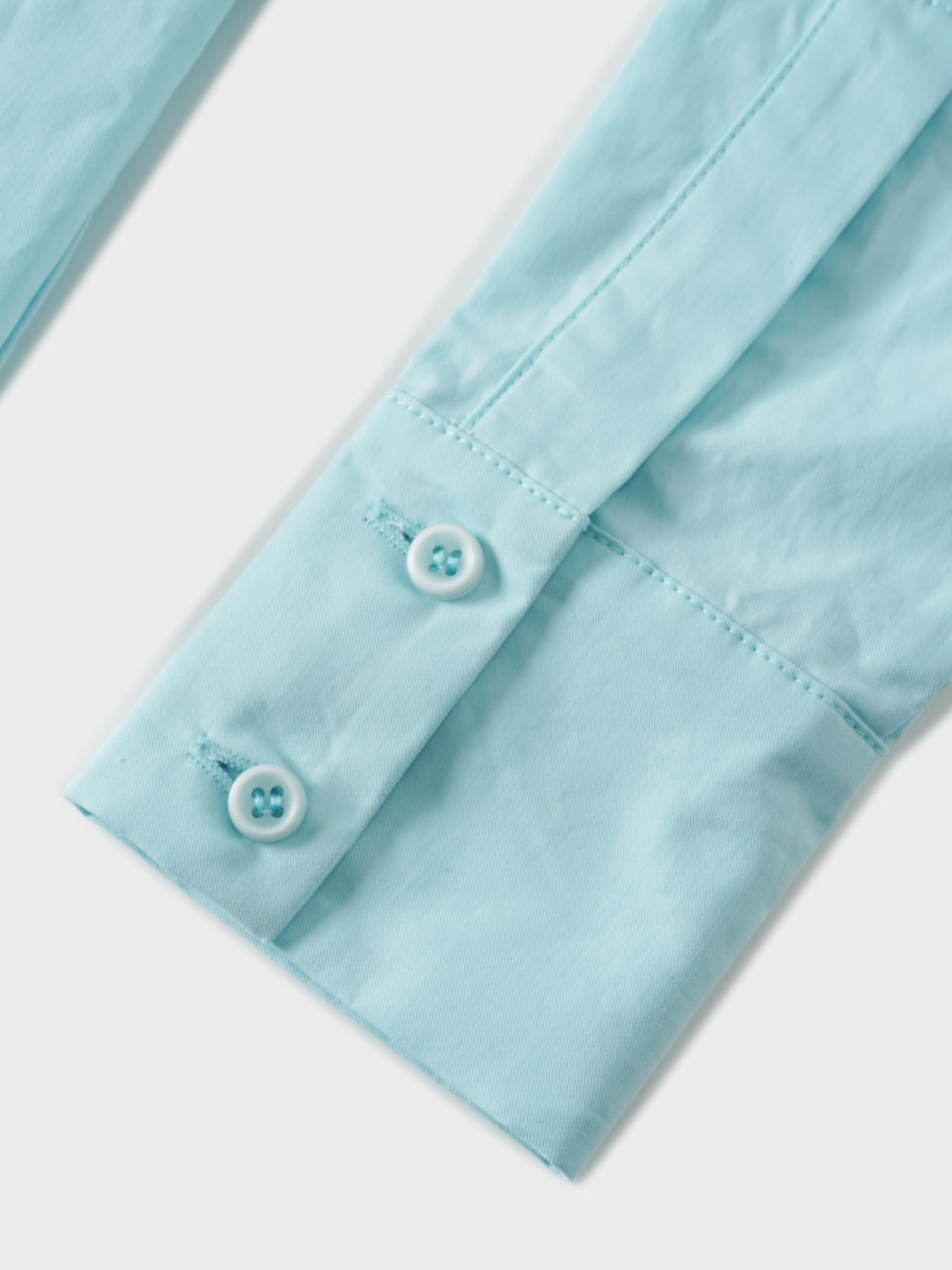 Embroidered Collar Button Down Blouse-Mint