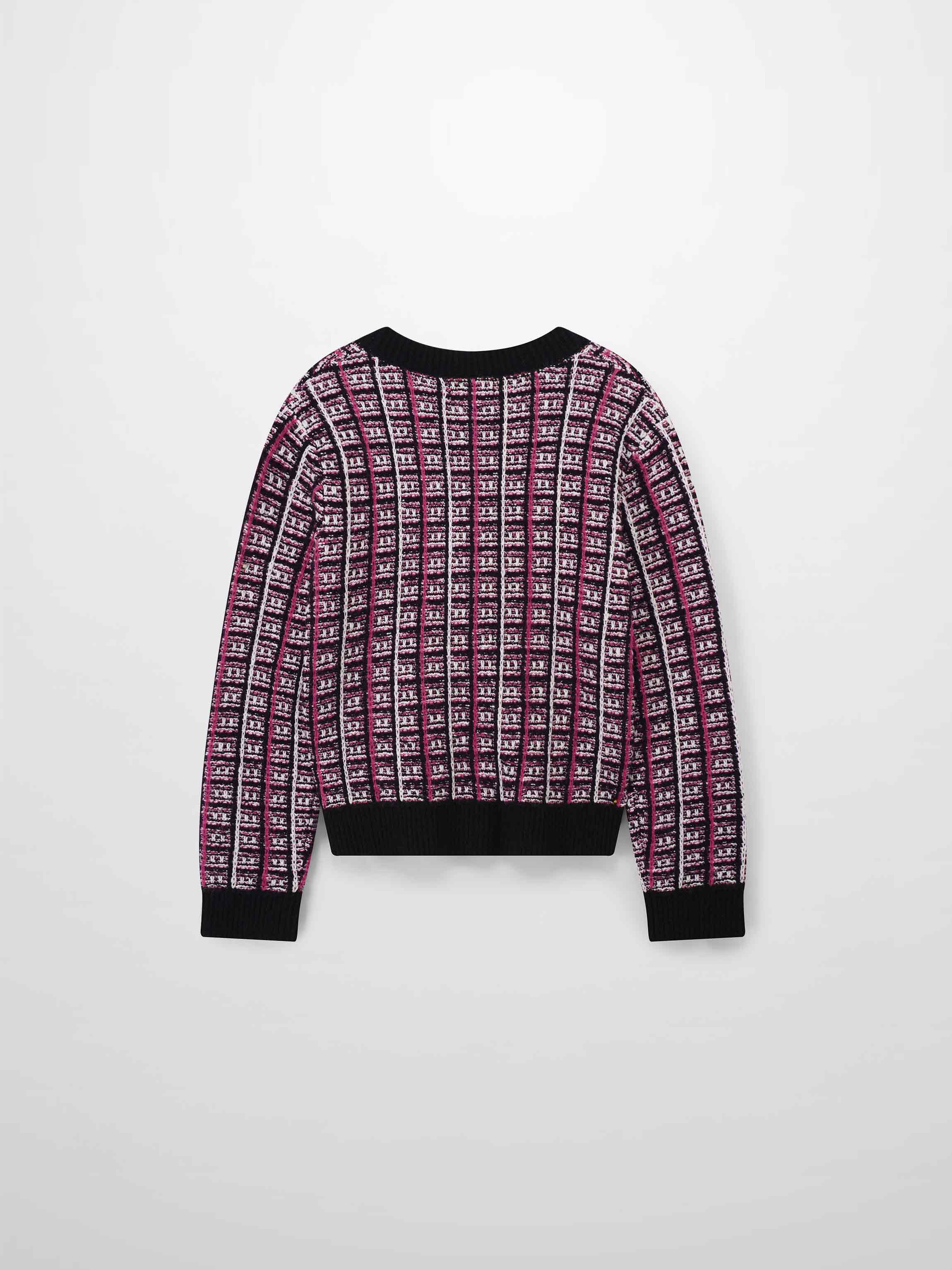 Boucle Knit Cardigan-Pink