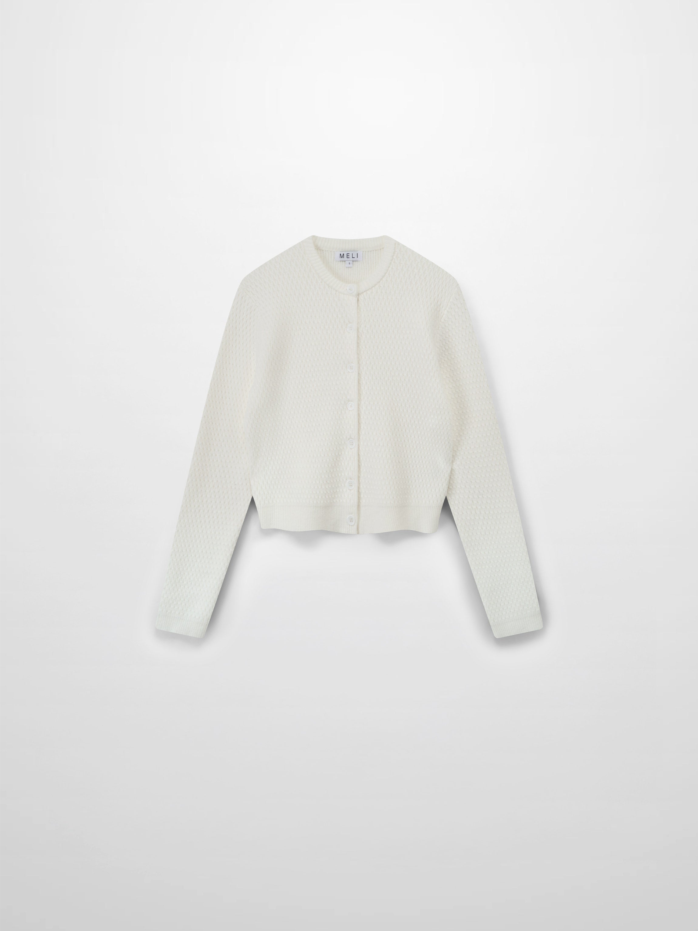 Textured Crew Cardigan-Ivory