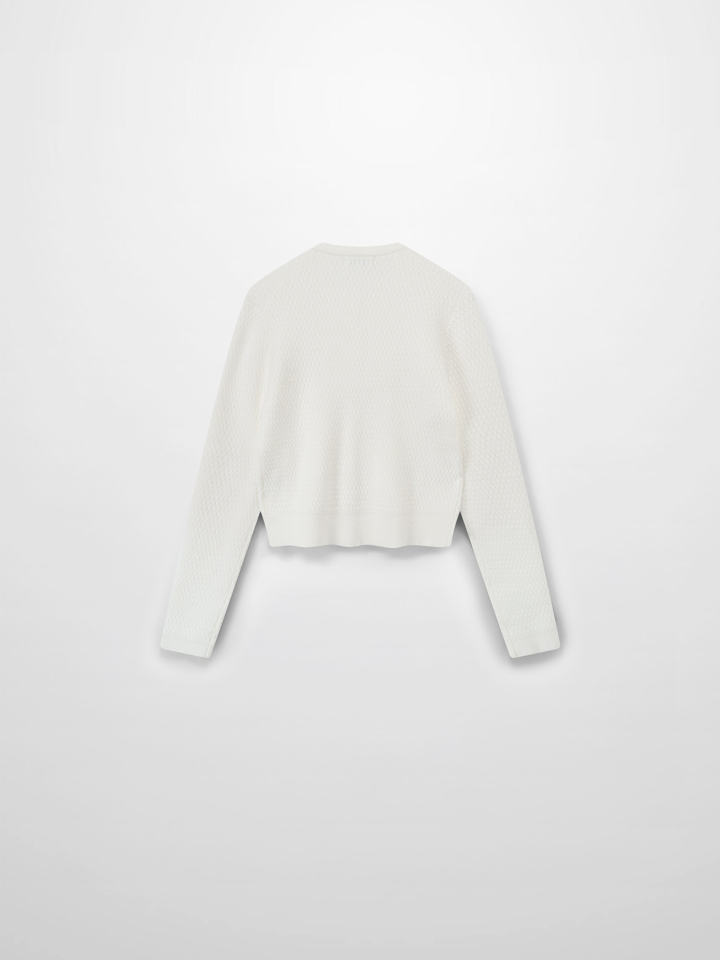 Textured Crew Cardigan-Ivory