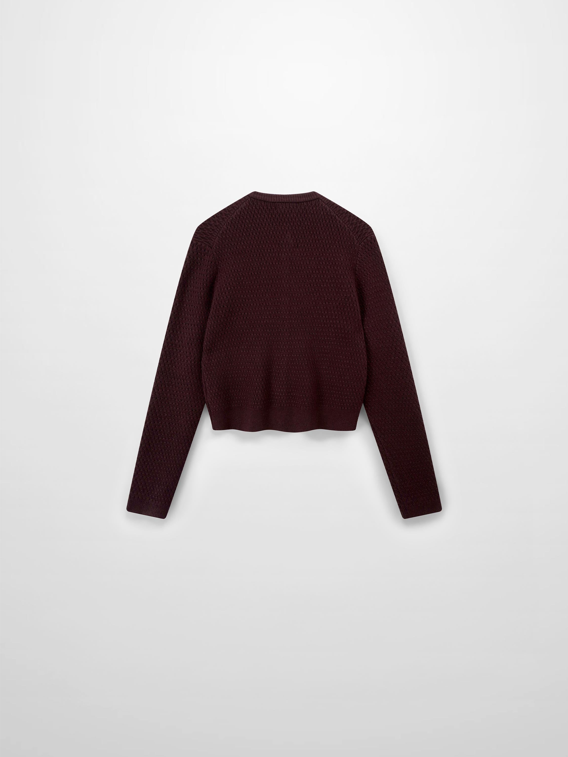 Textured Crew Cardigan-Chocolate Brown