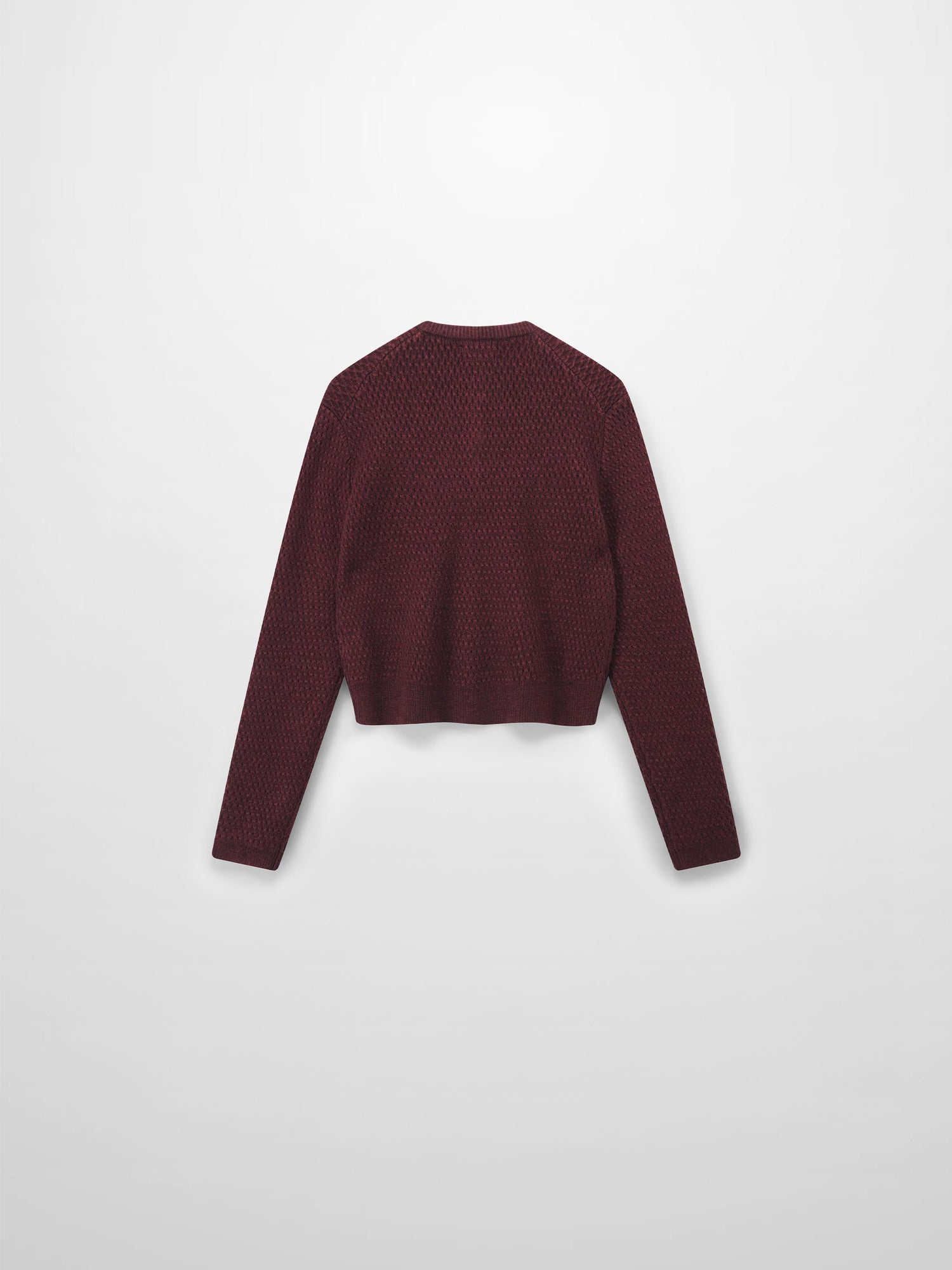 Textured Crew Cardigan-Heathered Burgundy