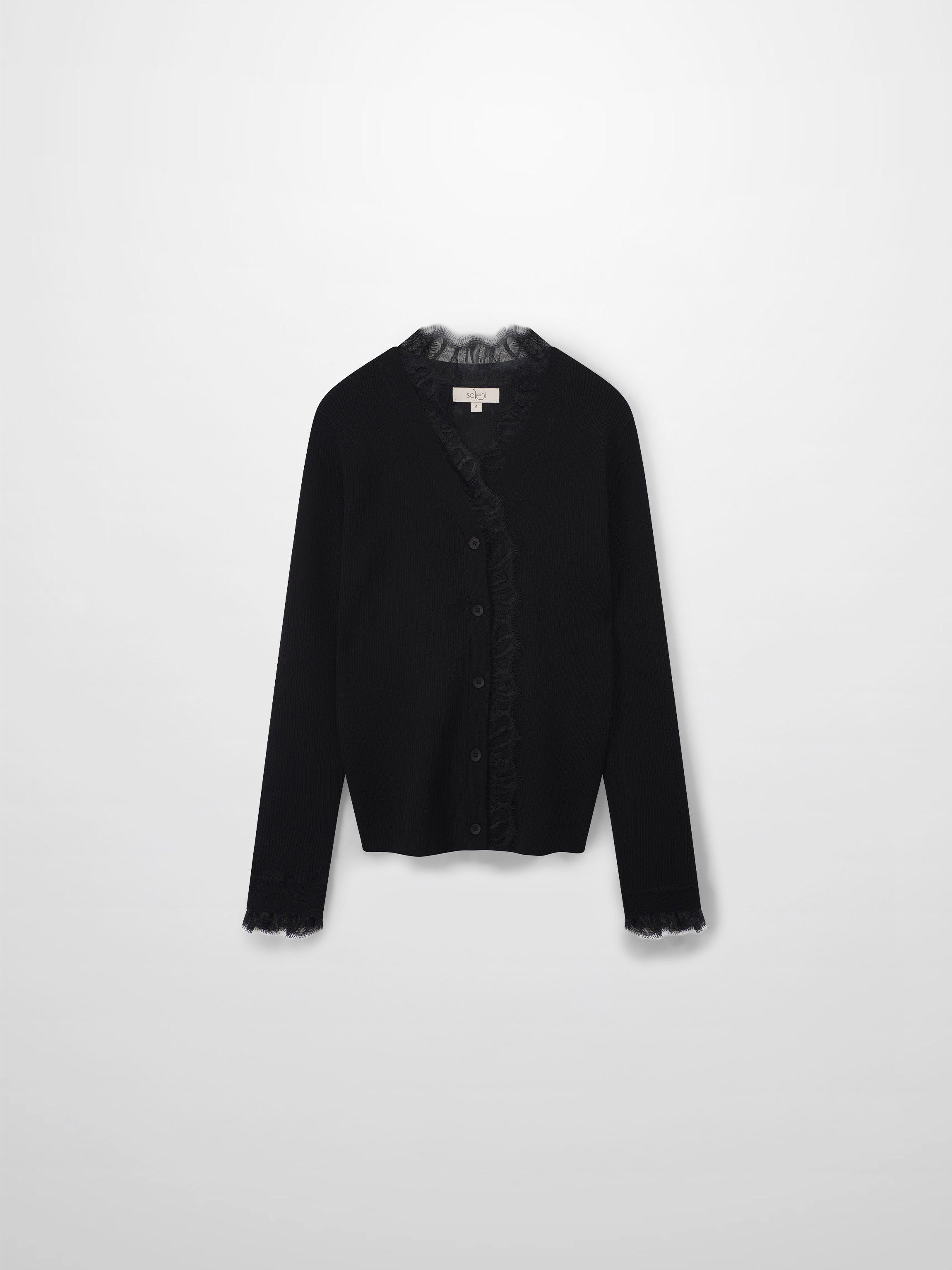 Lace Trimmed Sweater-Black