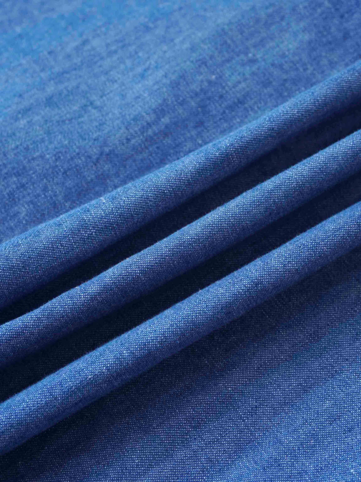 Curved Yoke Ruffle Denim Skirt - Blue