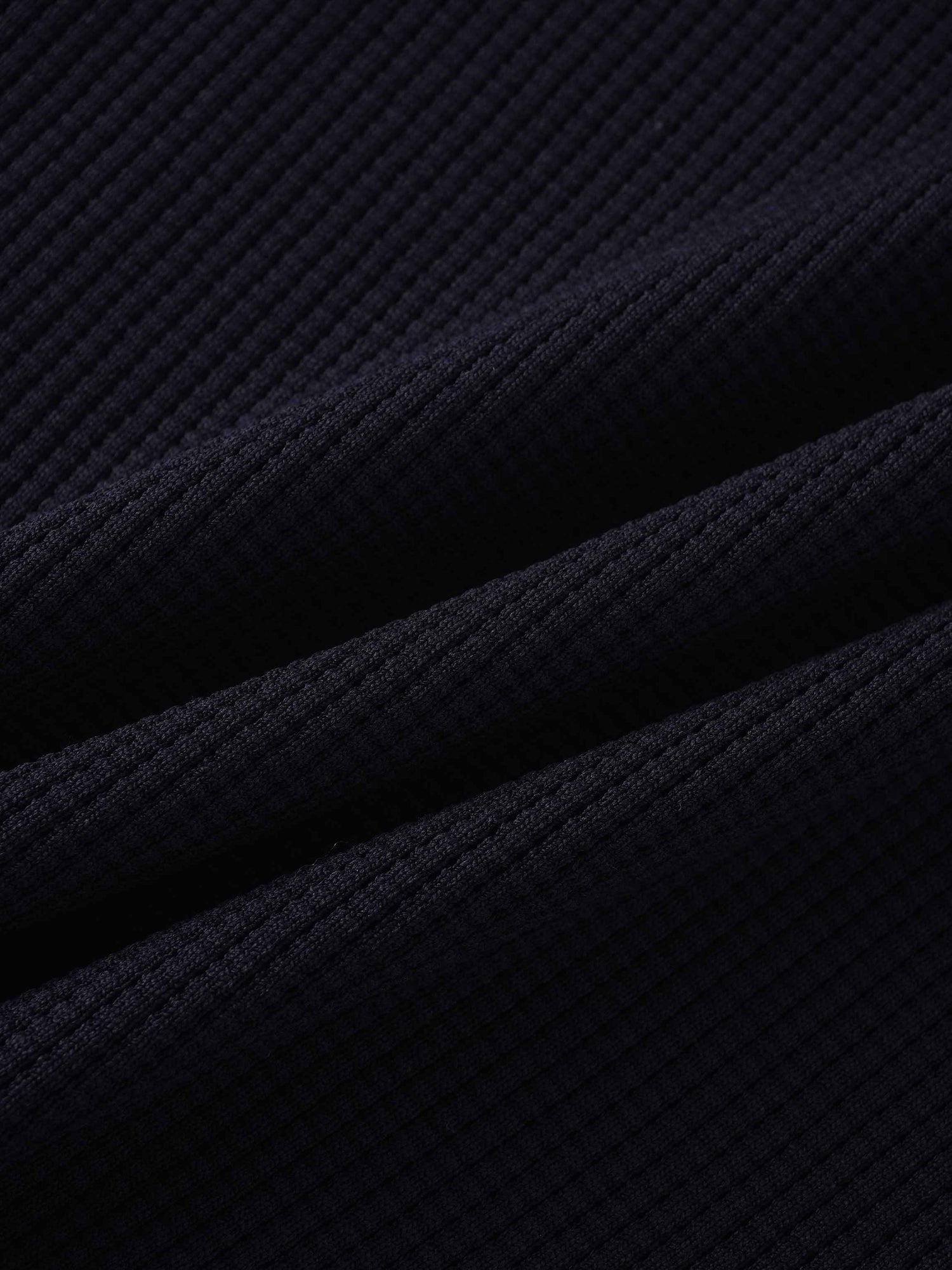Waffle Collared Sweater-Black