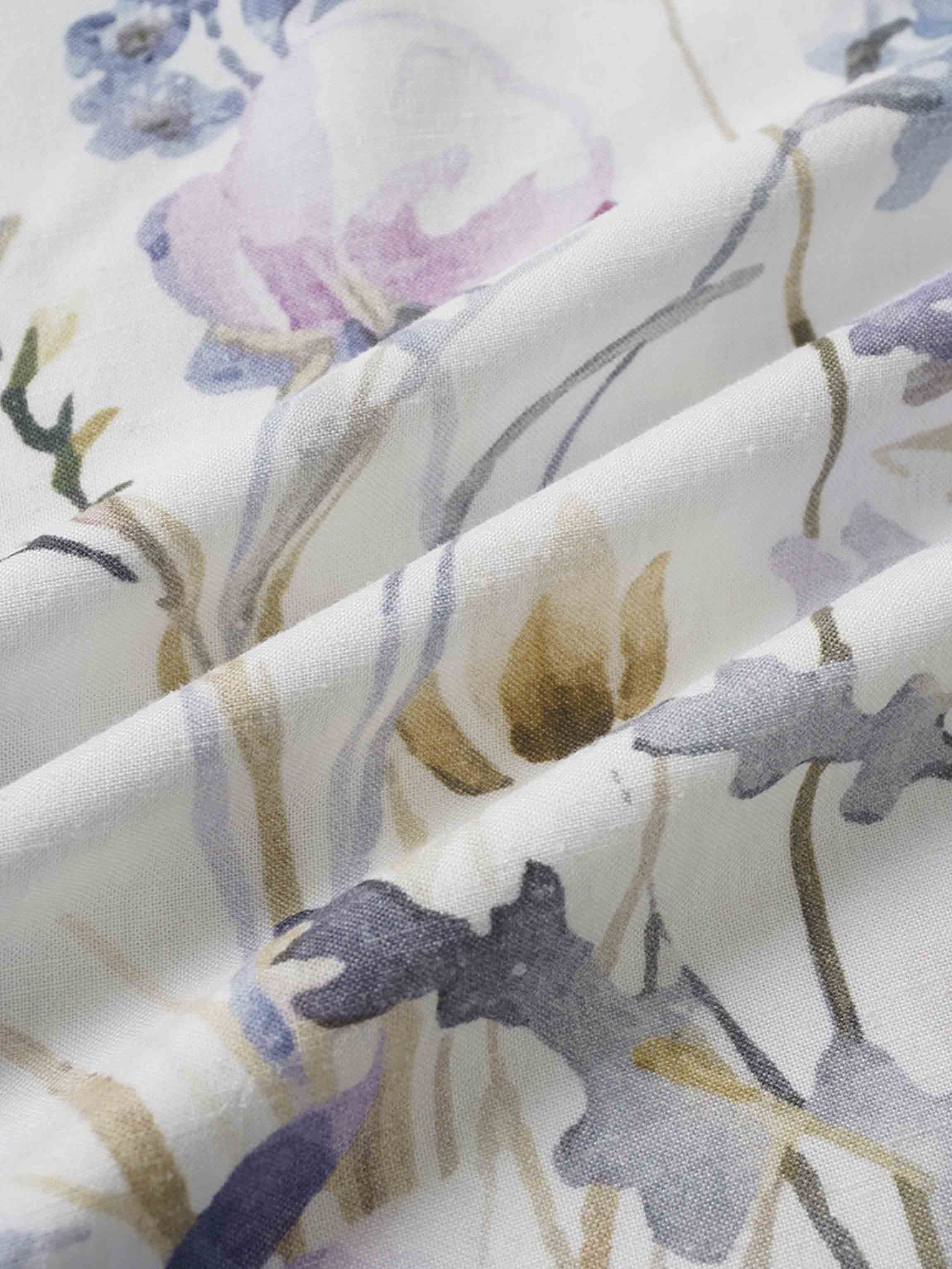 Printed Linen Blend Slip Skirt-Scattered Flowers