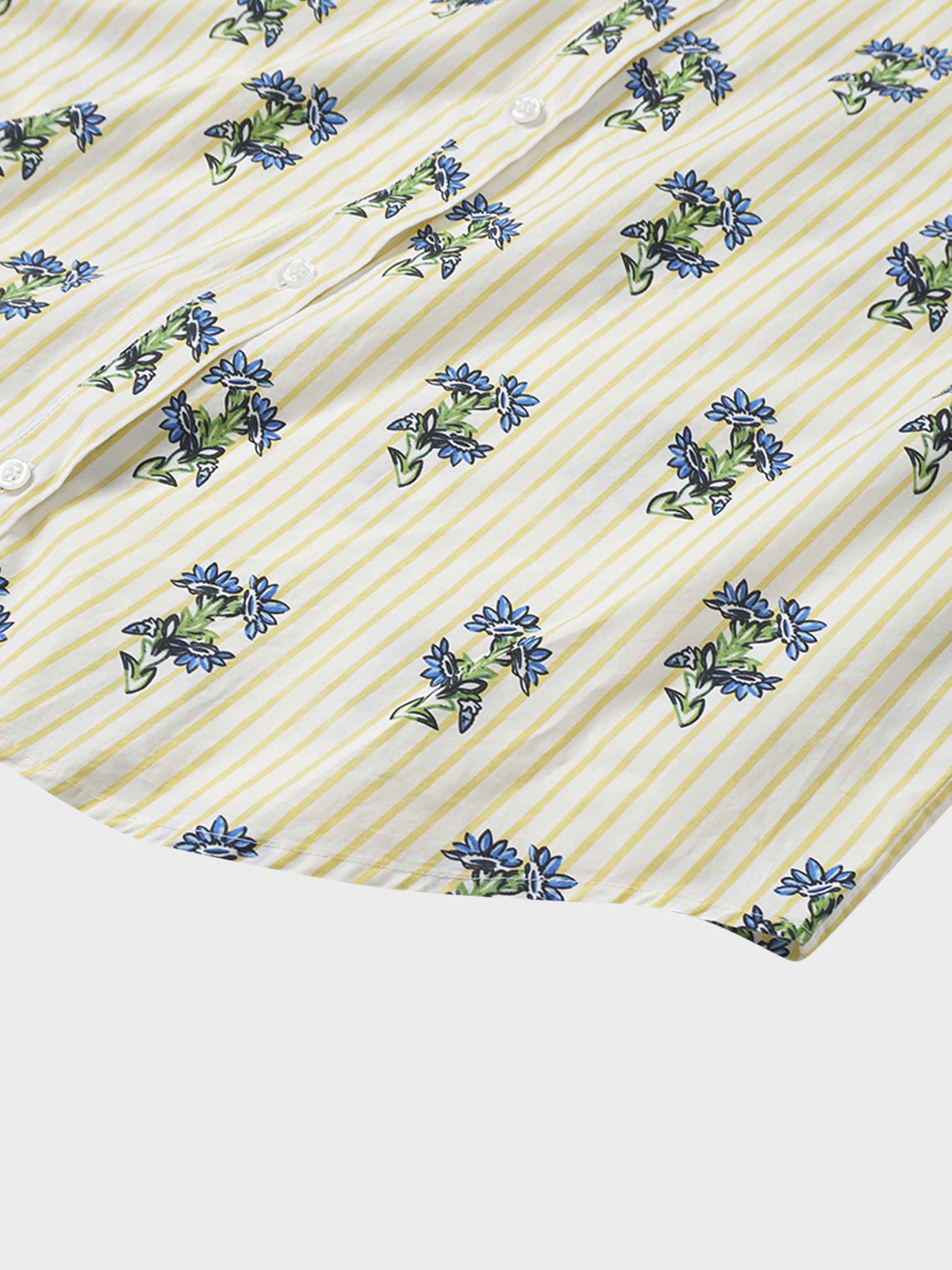 Side Tie Shirtdress-Floral Stripe