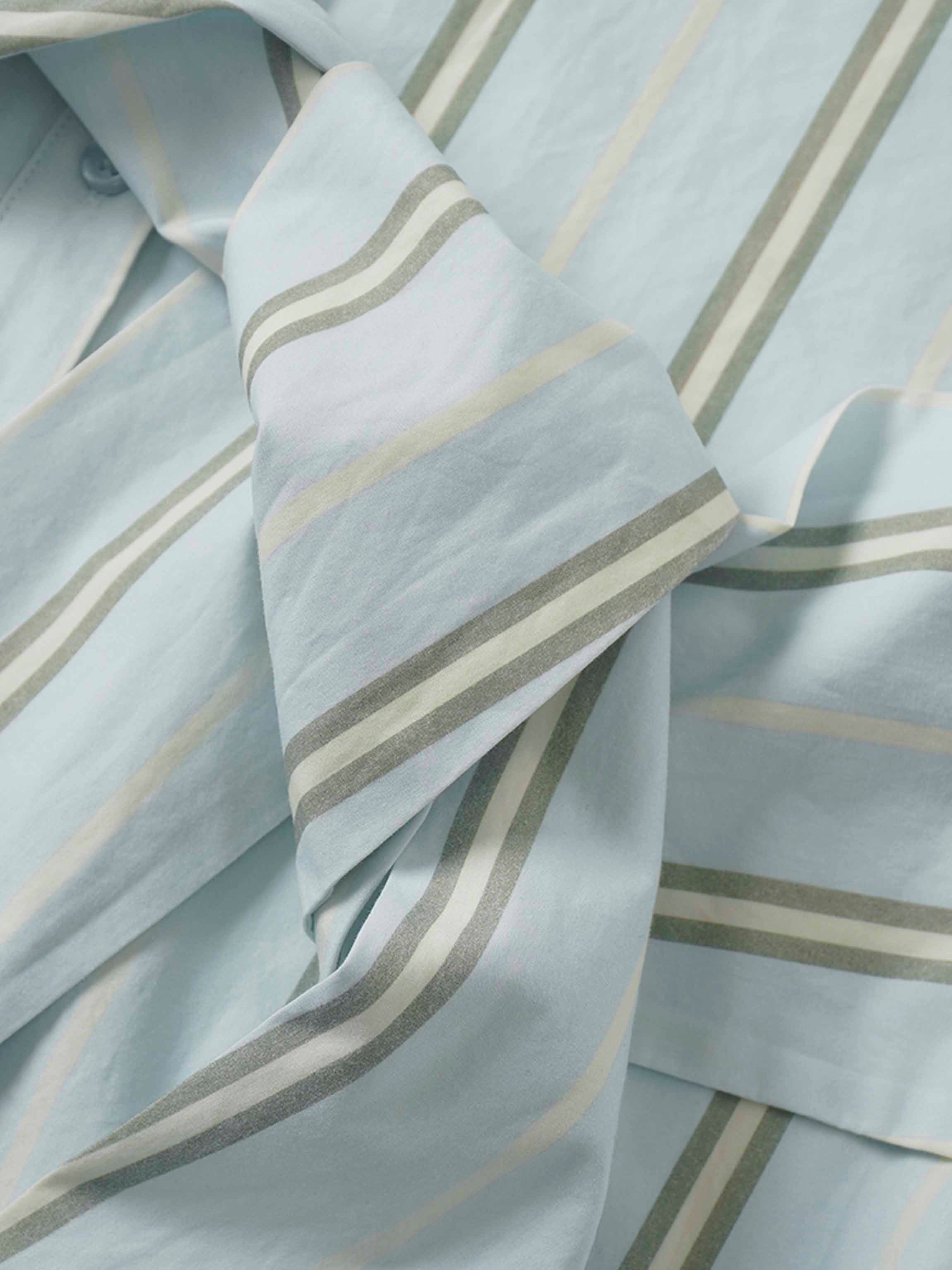 Side Tie Shirtdress-Stripe