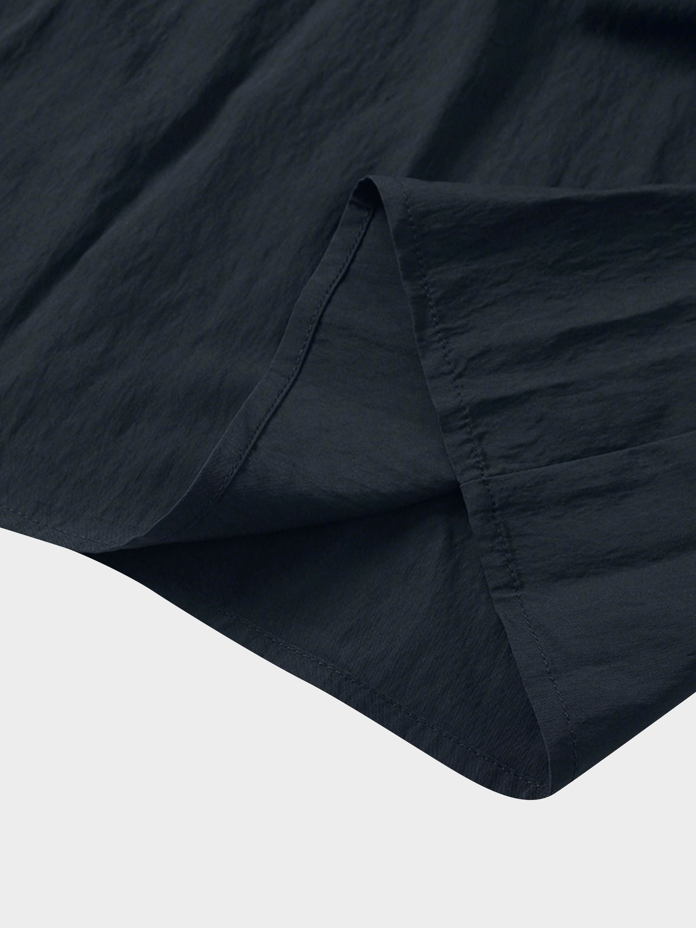 Cotton Yoke Gathered Dress-Navy