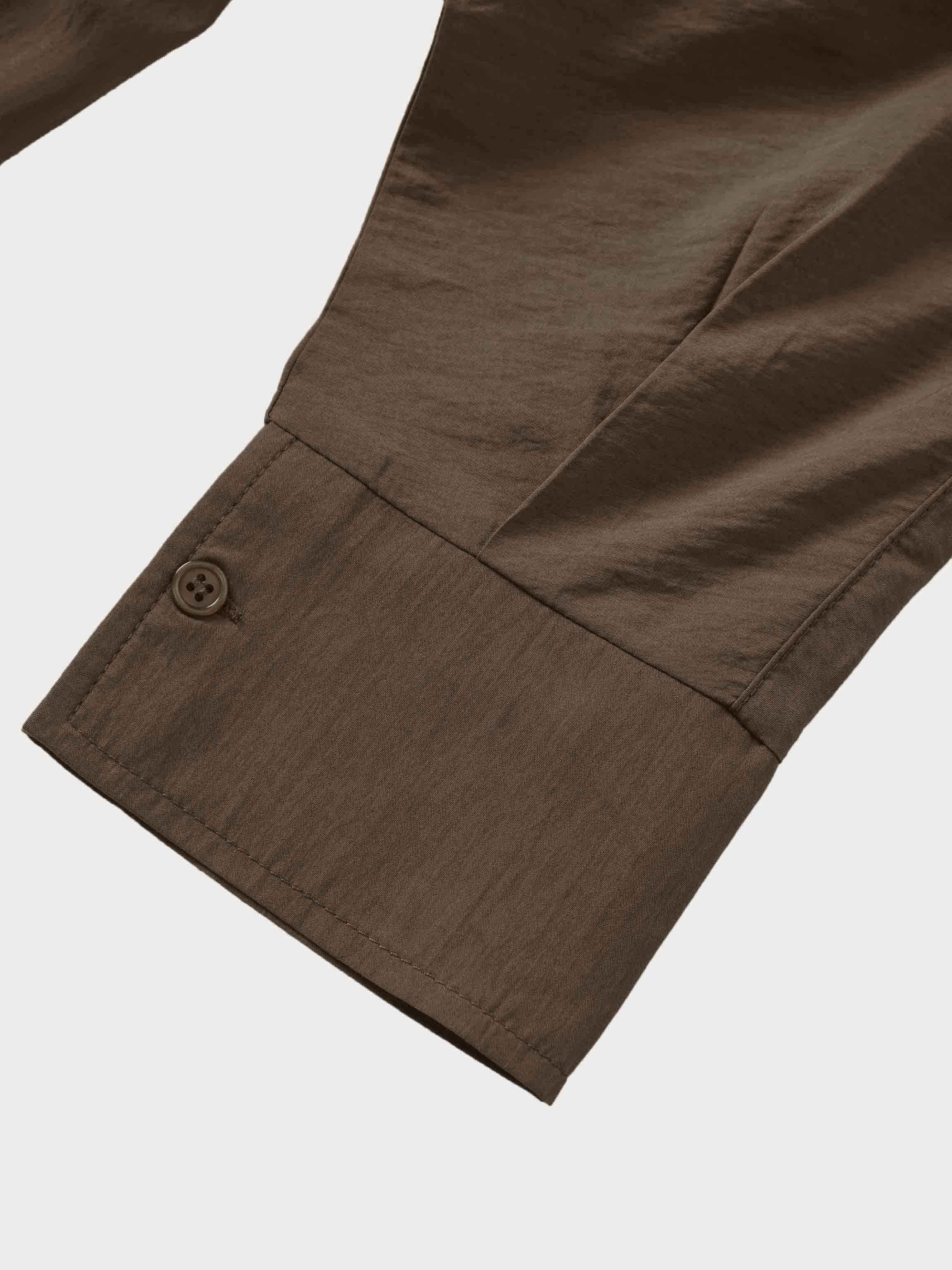 Cotton Yoke Gathered Dress-Brown