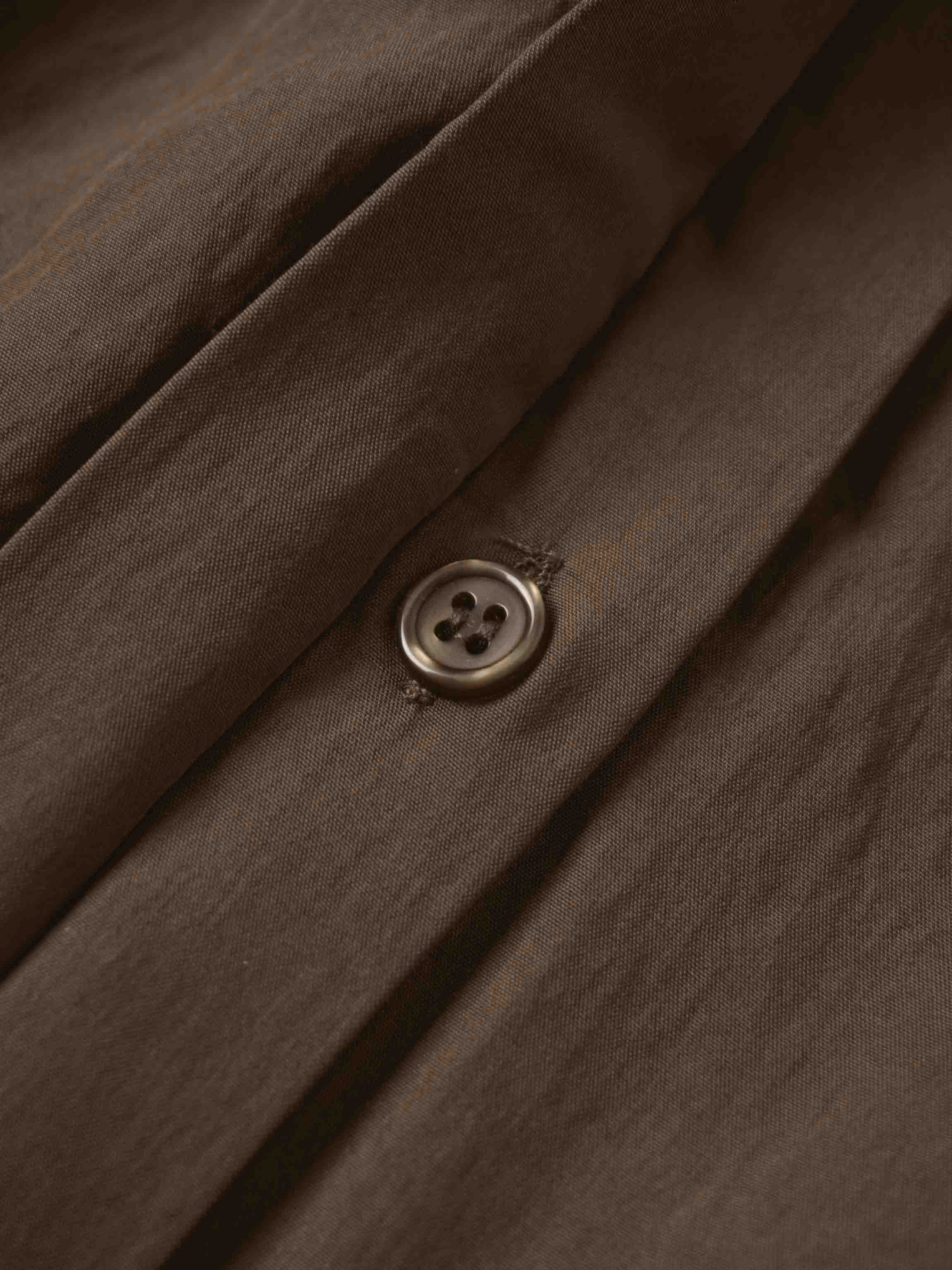 Cotton Yoke Gathered Dress-Brown