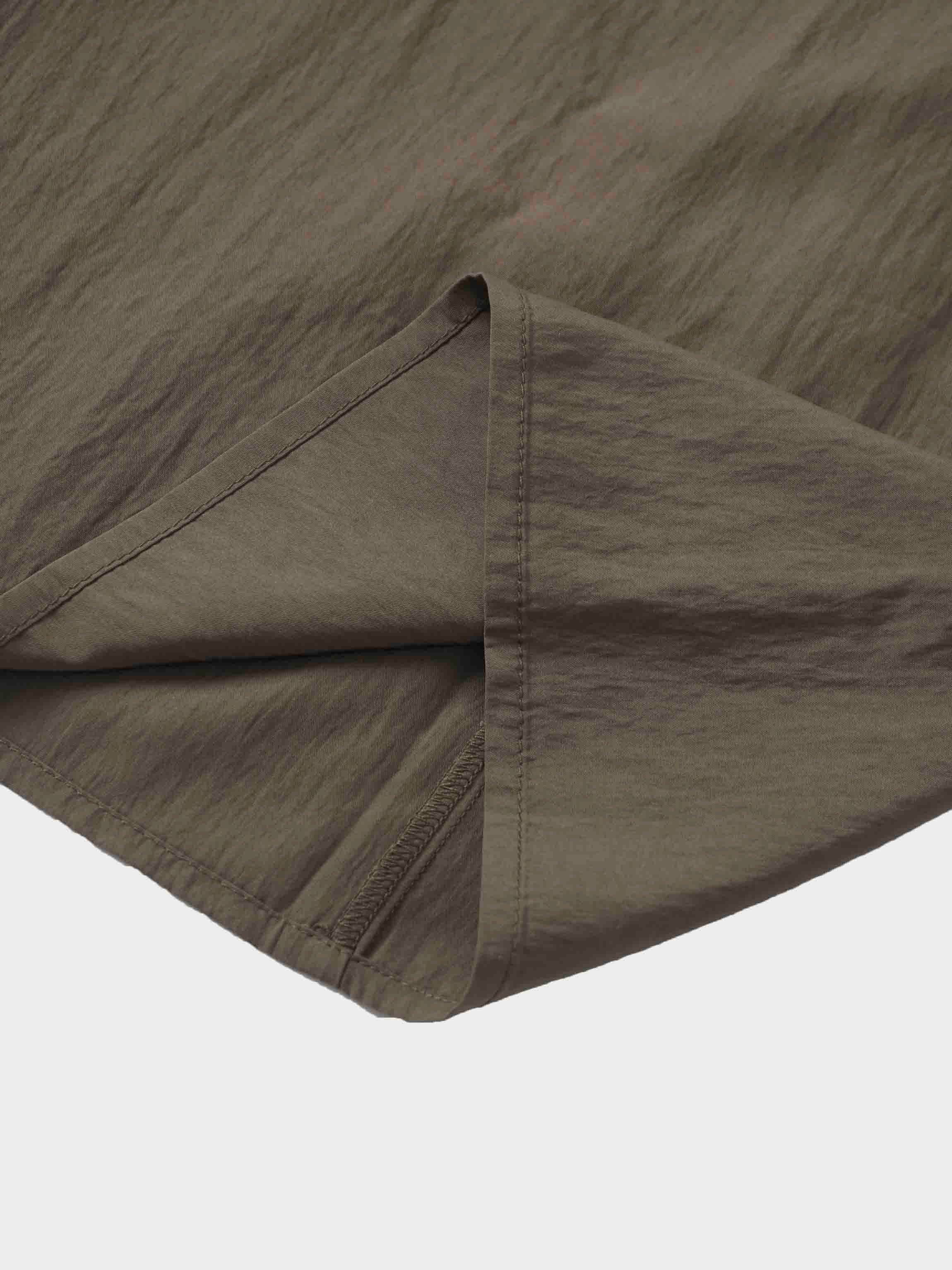 Cotton Yoke Gathered Dress-Brown