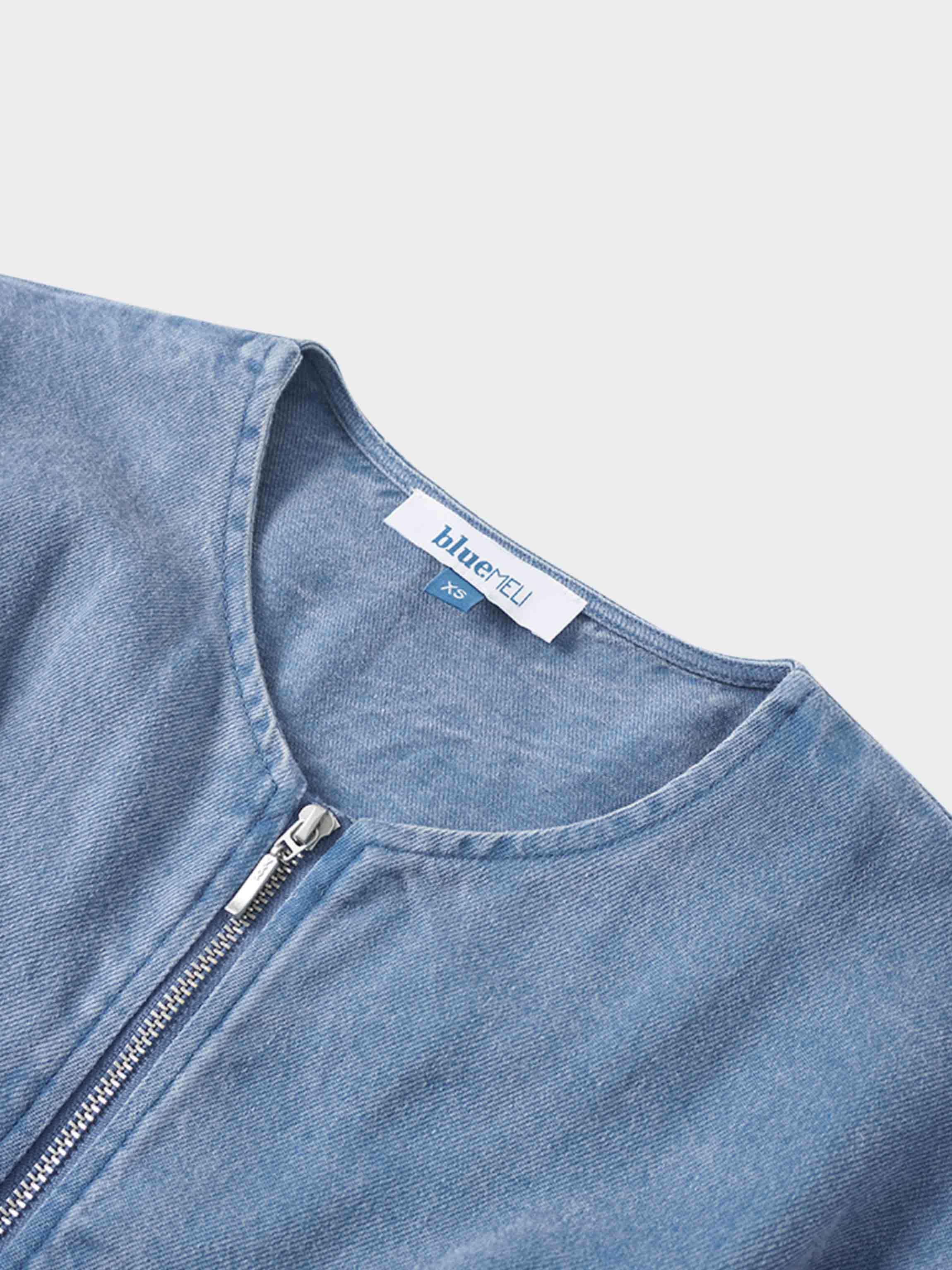 Front Pleat Denim Dress-Blue