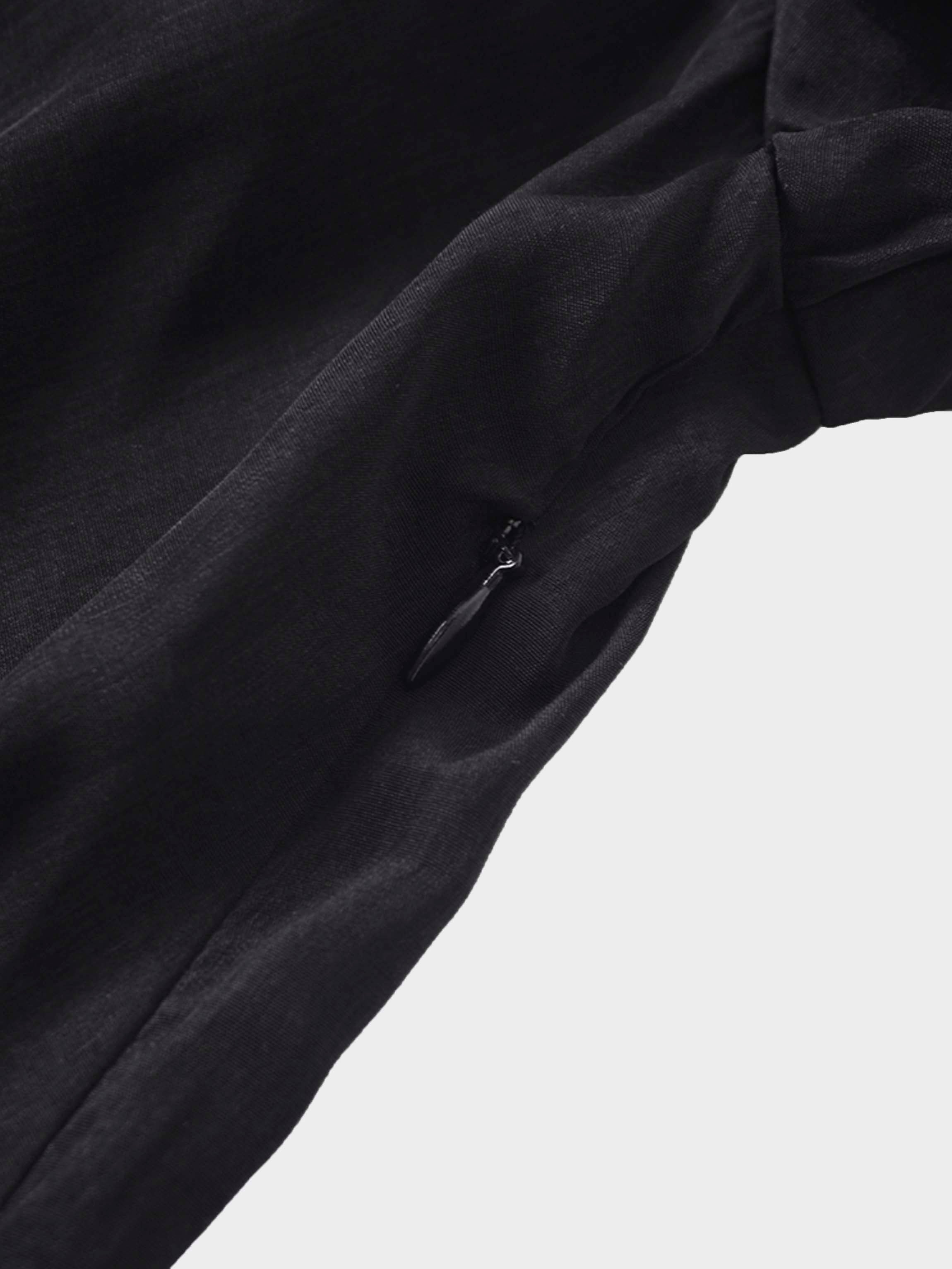 Crossover Side Pleat Dress-Black