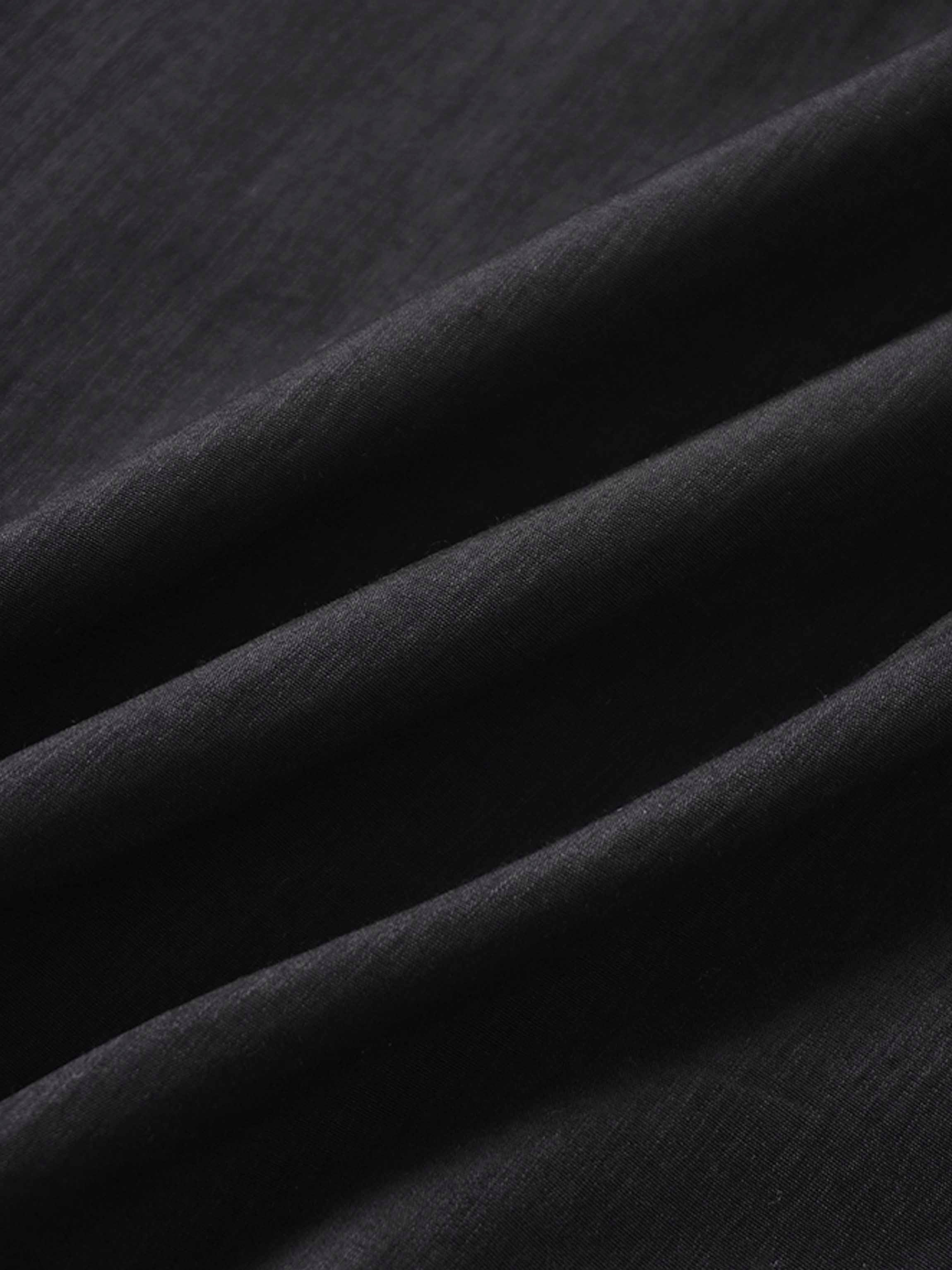 Crossover Side Pleat Dress-Black