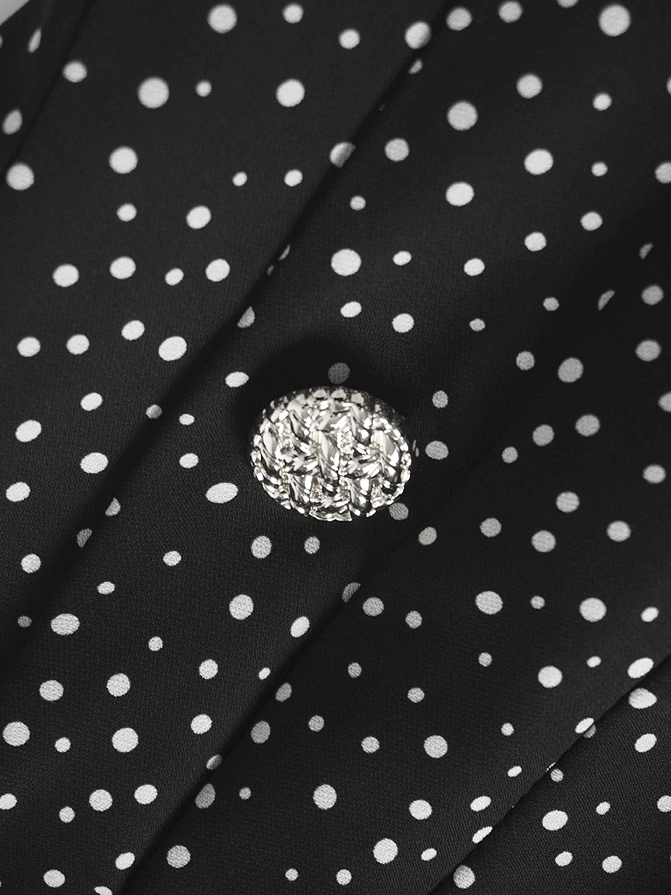 Side Button Pleat Dress-Polka Dot