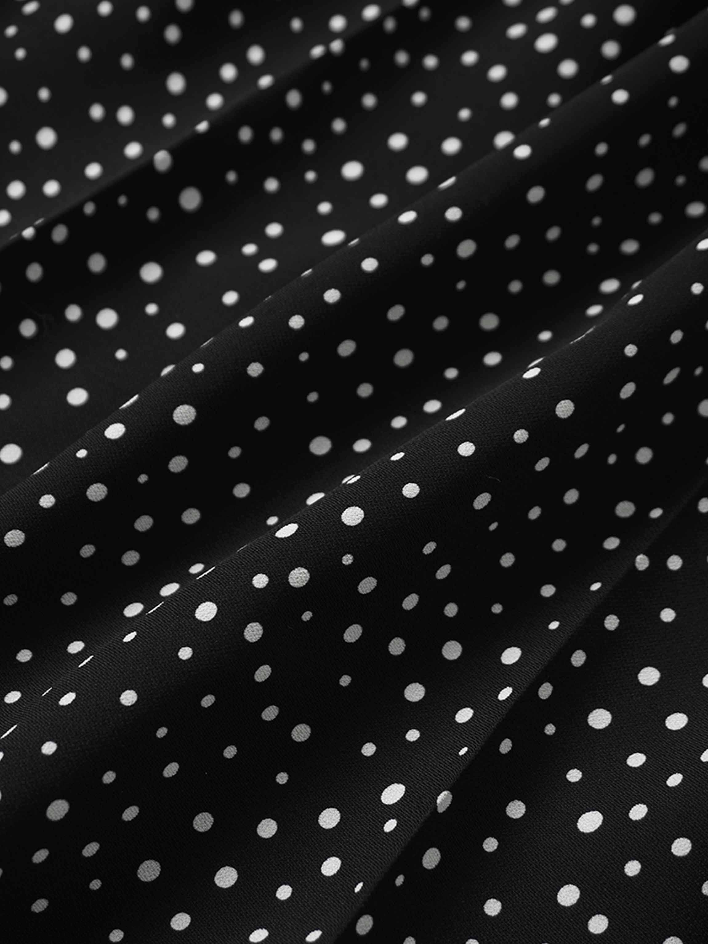 Side Button Pleat Dress-Polka Dot