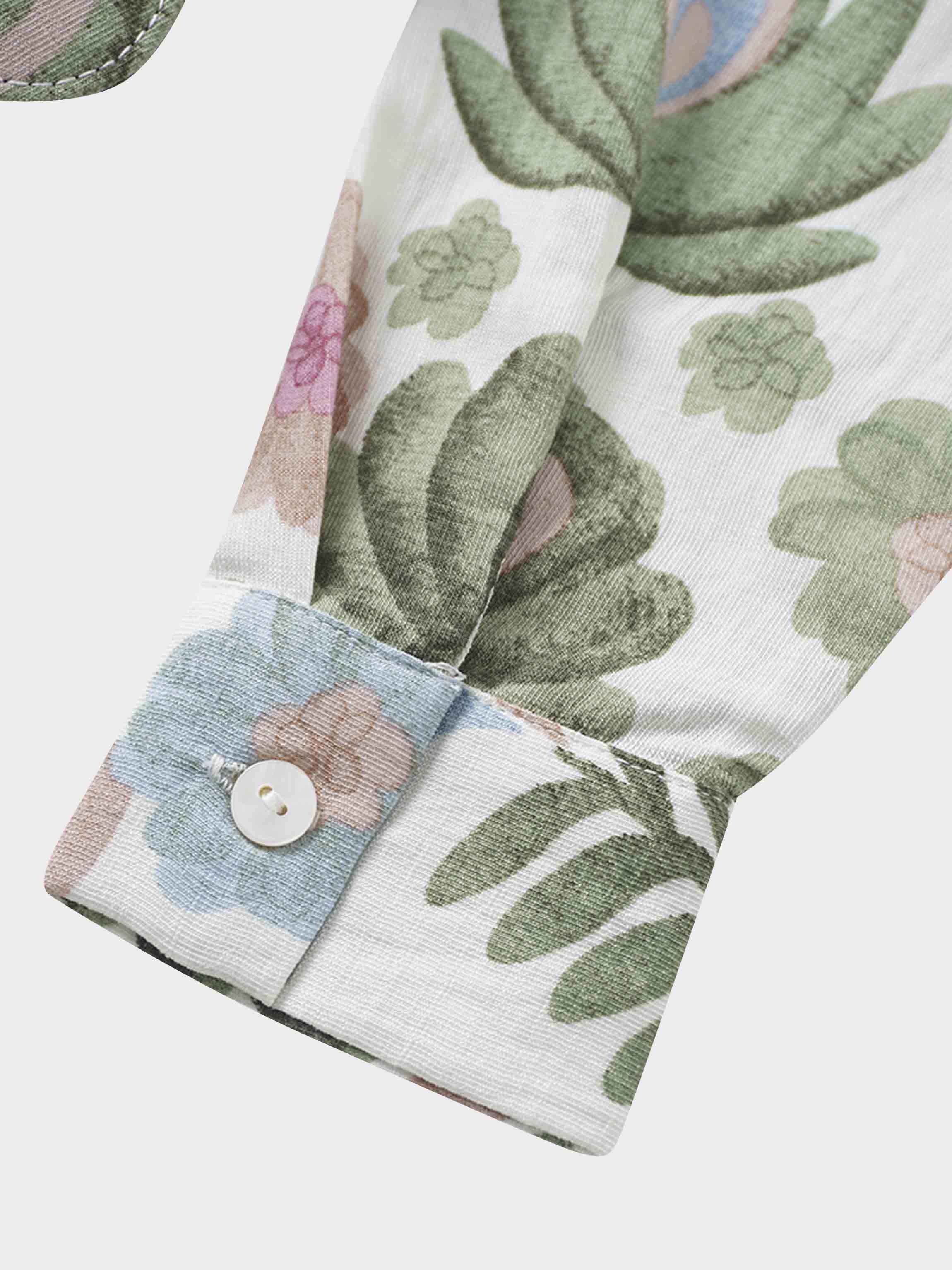 Belted Pleated Bottom Shirtdress-Floral Design