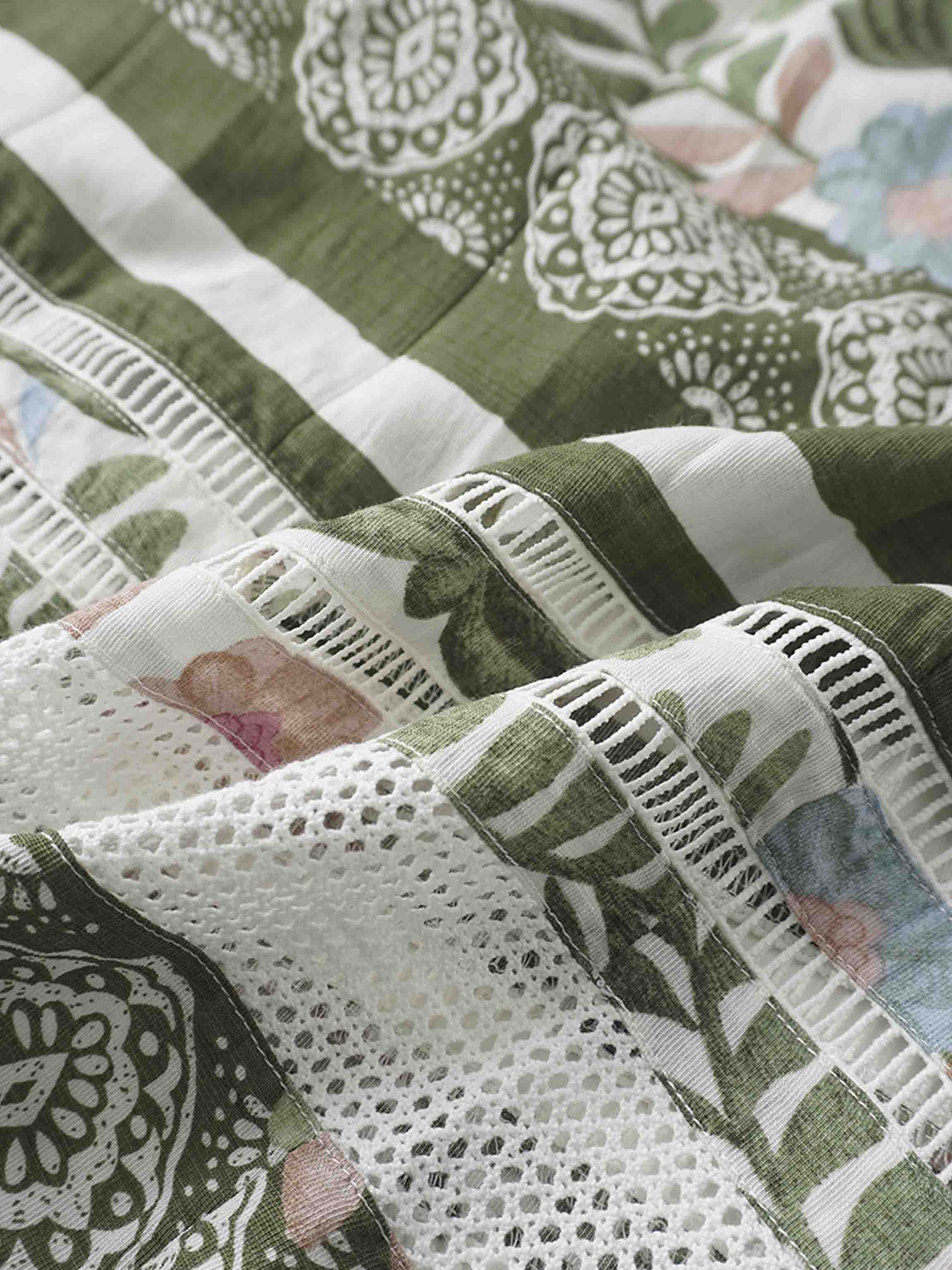 Belted Pleated Bottom Shirtdress-Floral Design