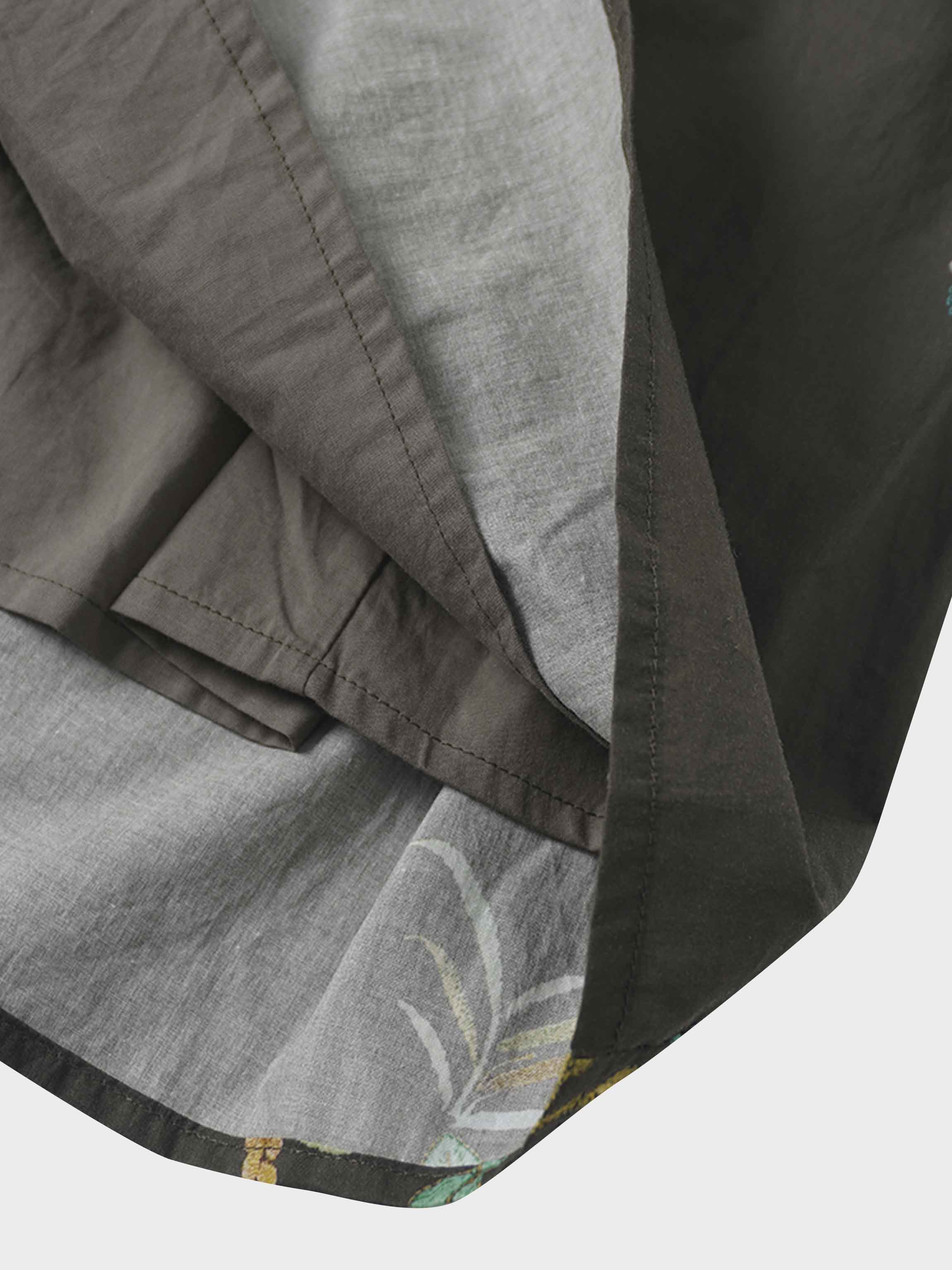 Belted Pleated Bottom Shirtdress-Beaded Floral