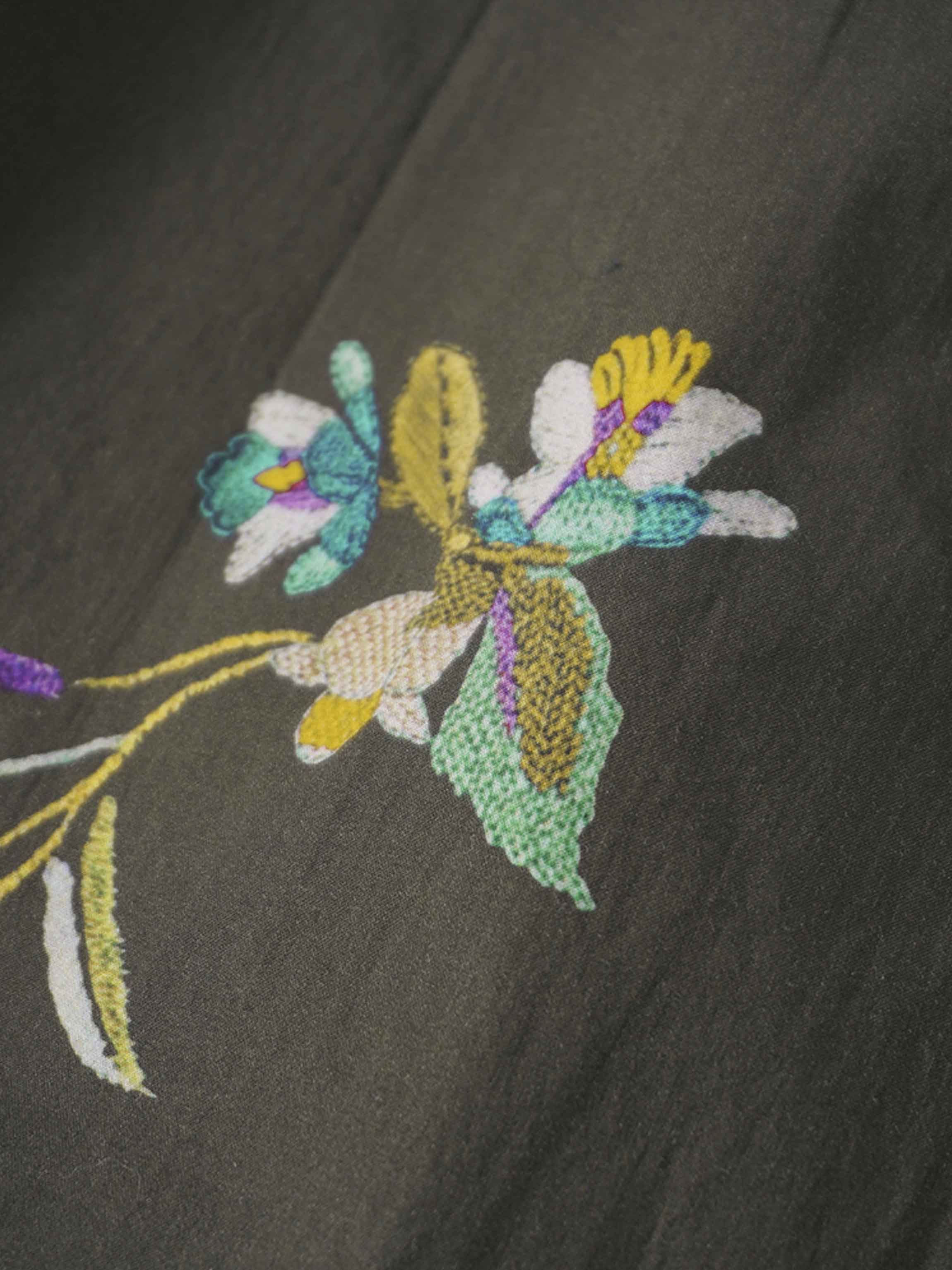 Belted Pleated Bottom Shirtdress-Beaded Floral