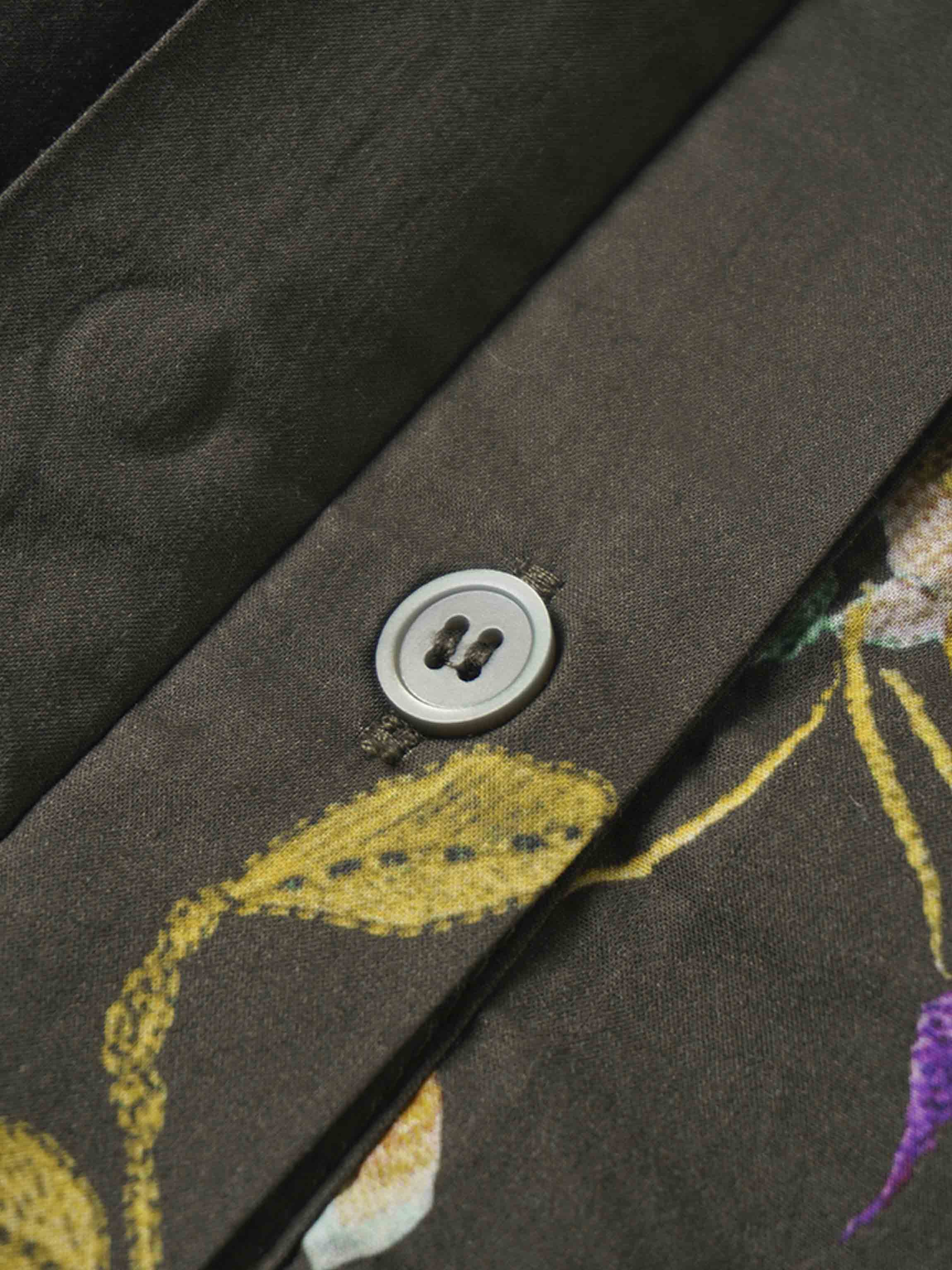 Belted Pleated Bottom Shirtdress-Beaded Floral