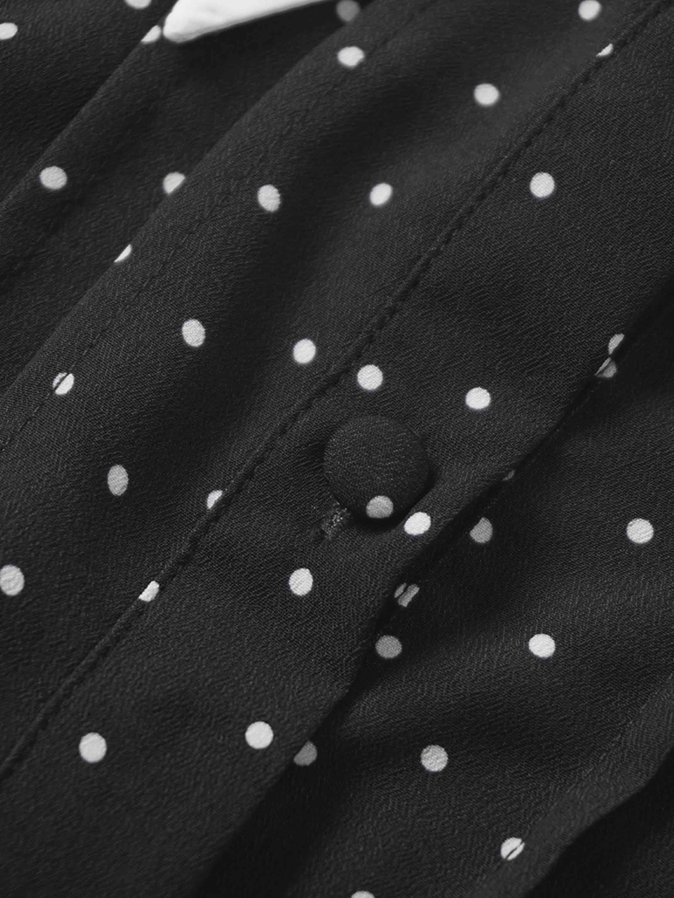 Collared Ruched Back Shirtdress-Polka Dot