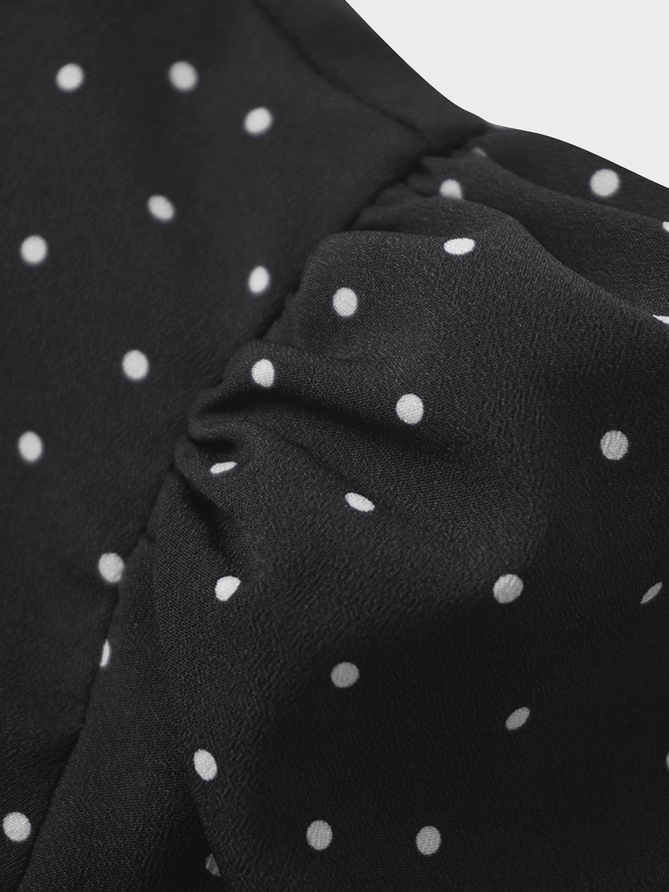 Collared Ruched Back Shirtdress-Polka Dot