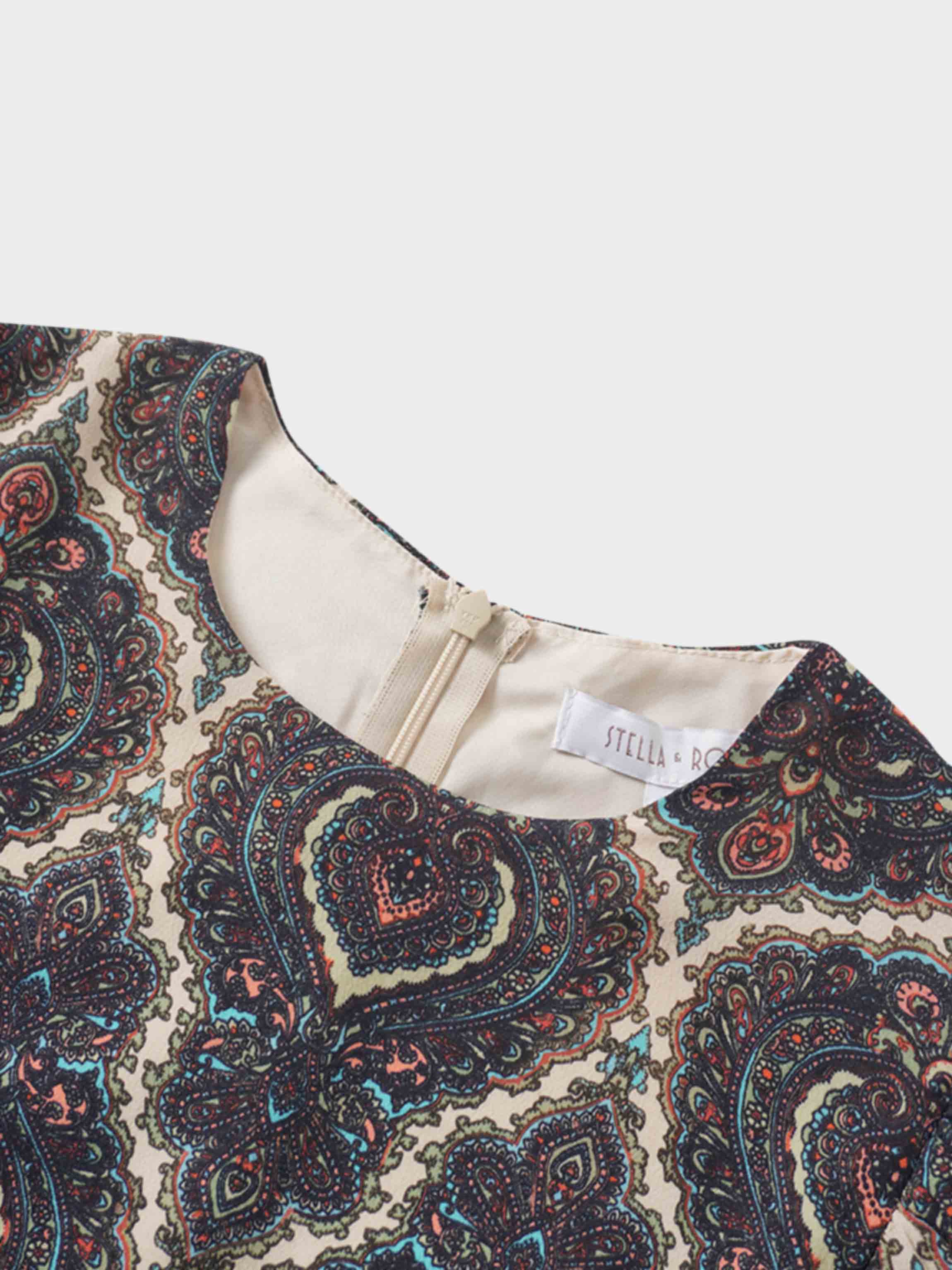 Belted Full Sleeve Dress-Medallion