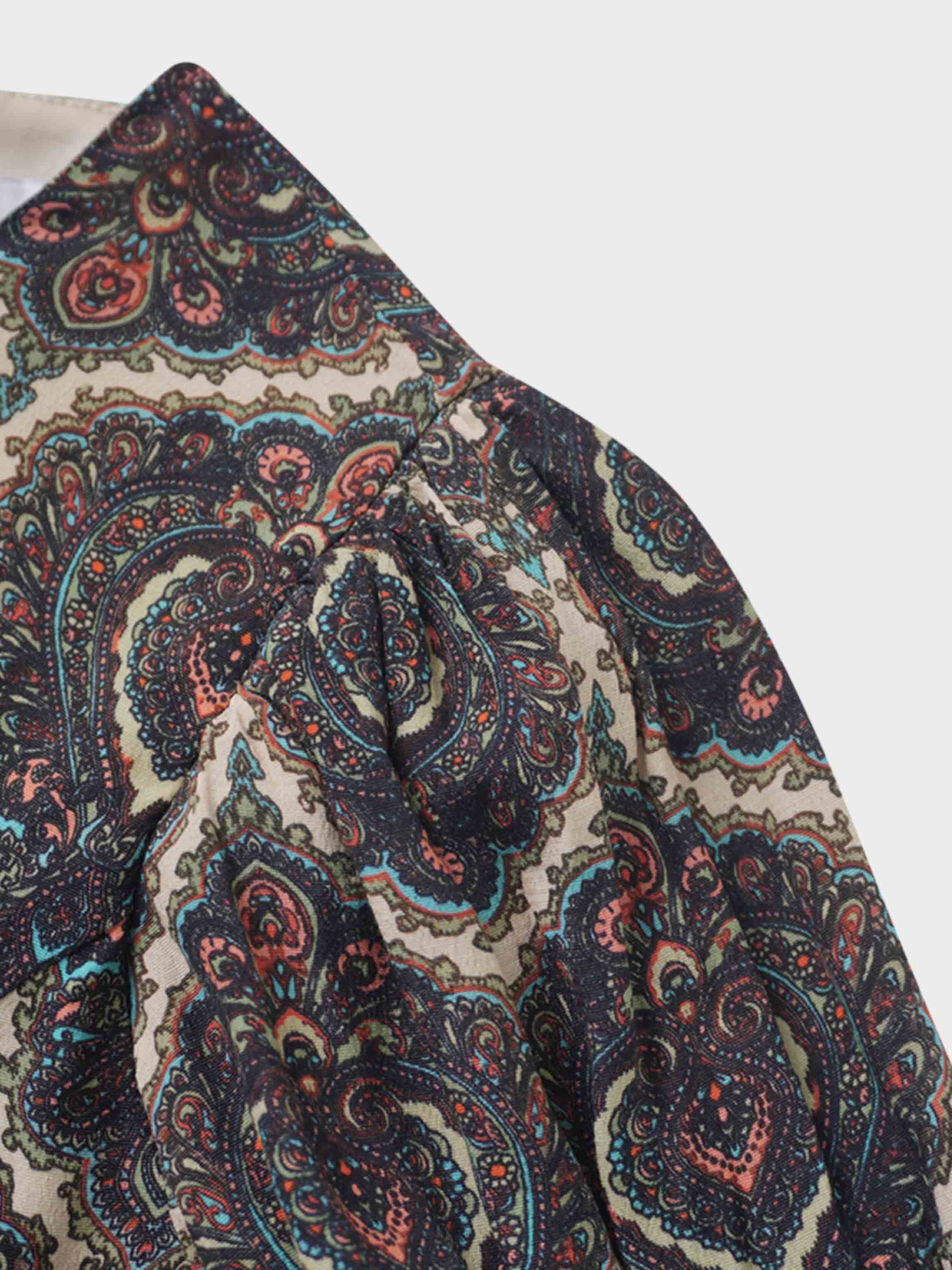 Belted Full Sleeve Dress-Medallion