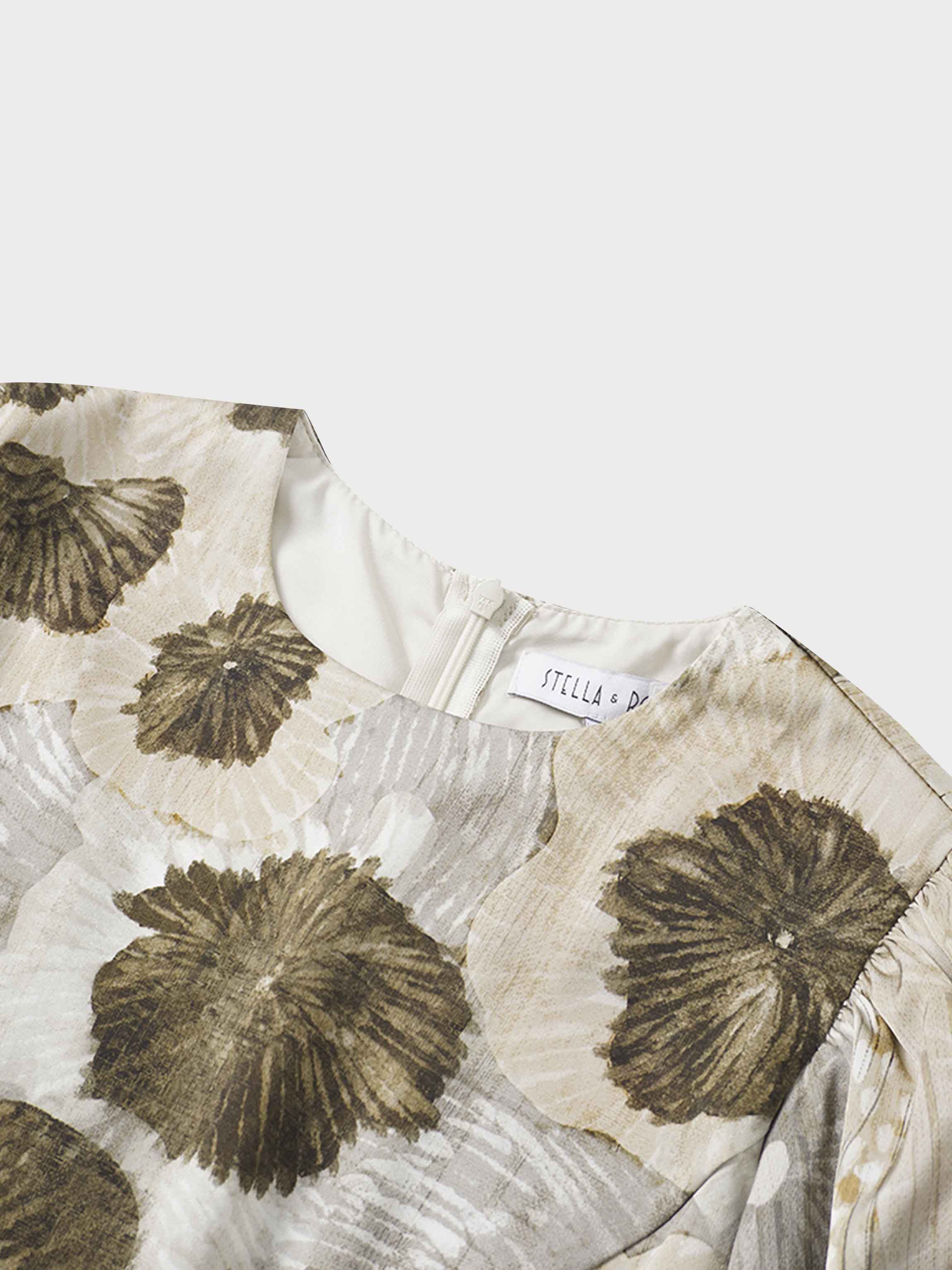 Belted Full Sleeve Dress-Floral