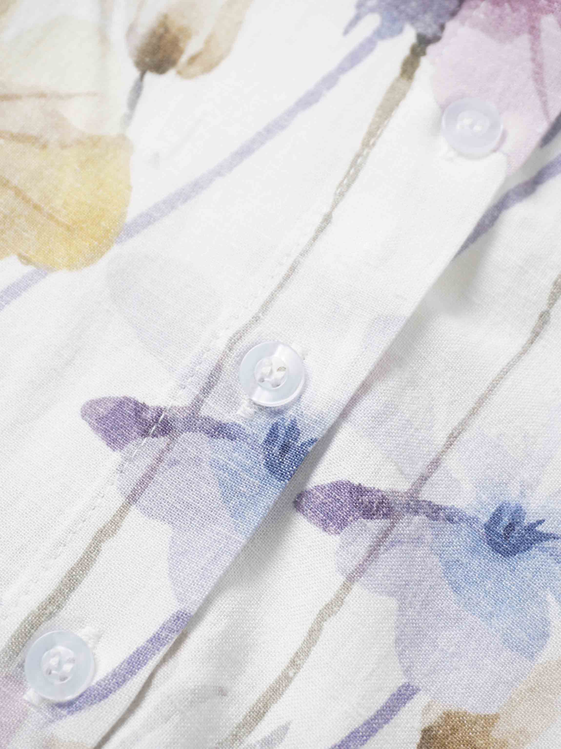 Printed Linen Blend Blouse-Scattered Flowers