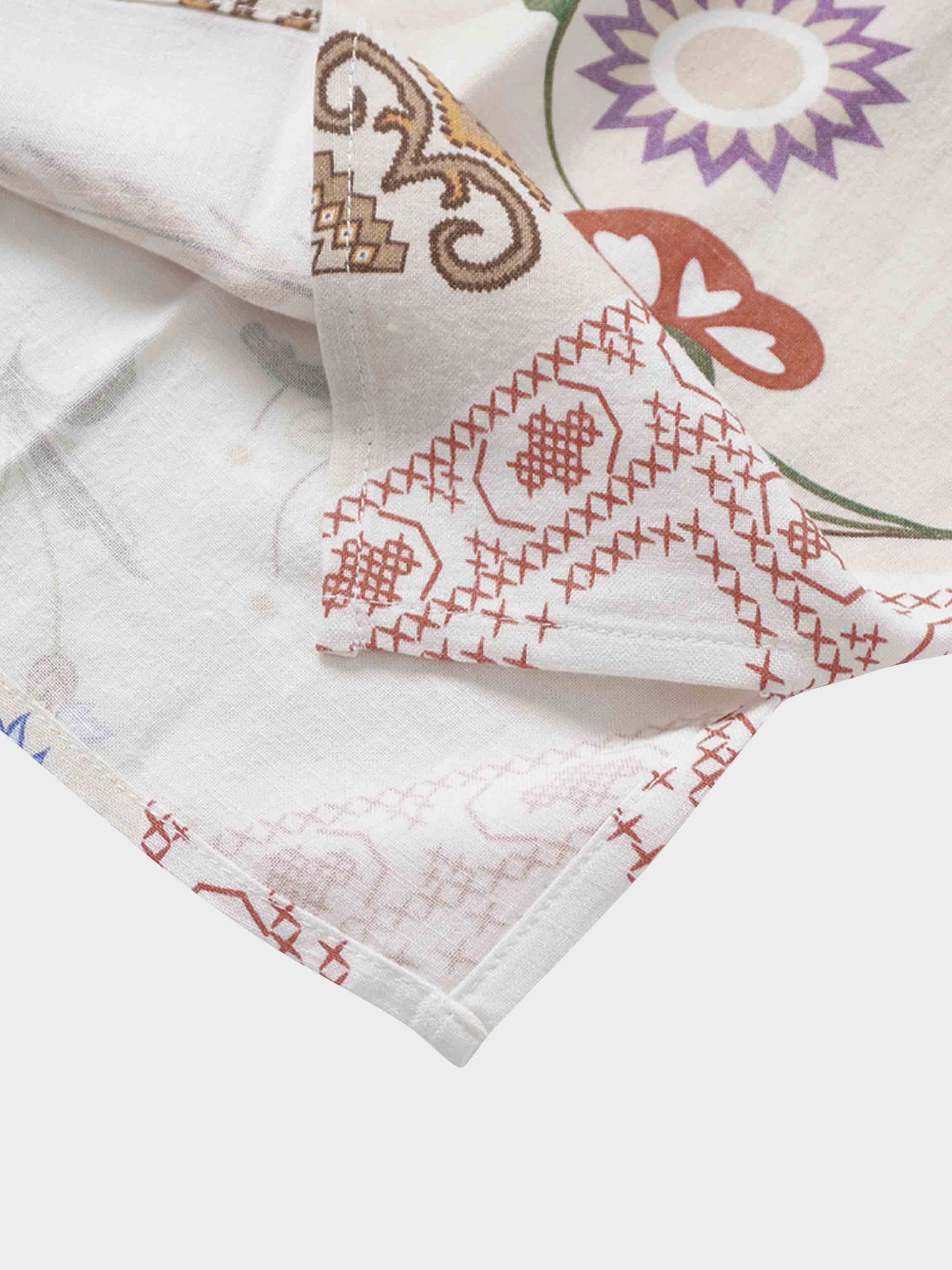 Linen Blend Crop Swing Top-Aztec Floral