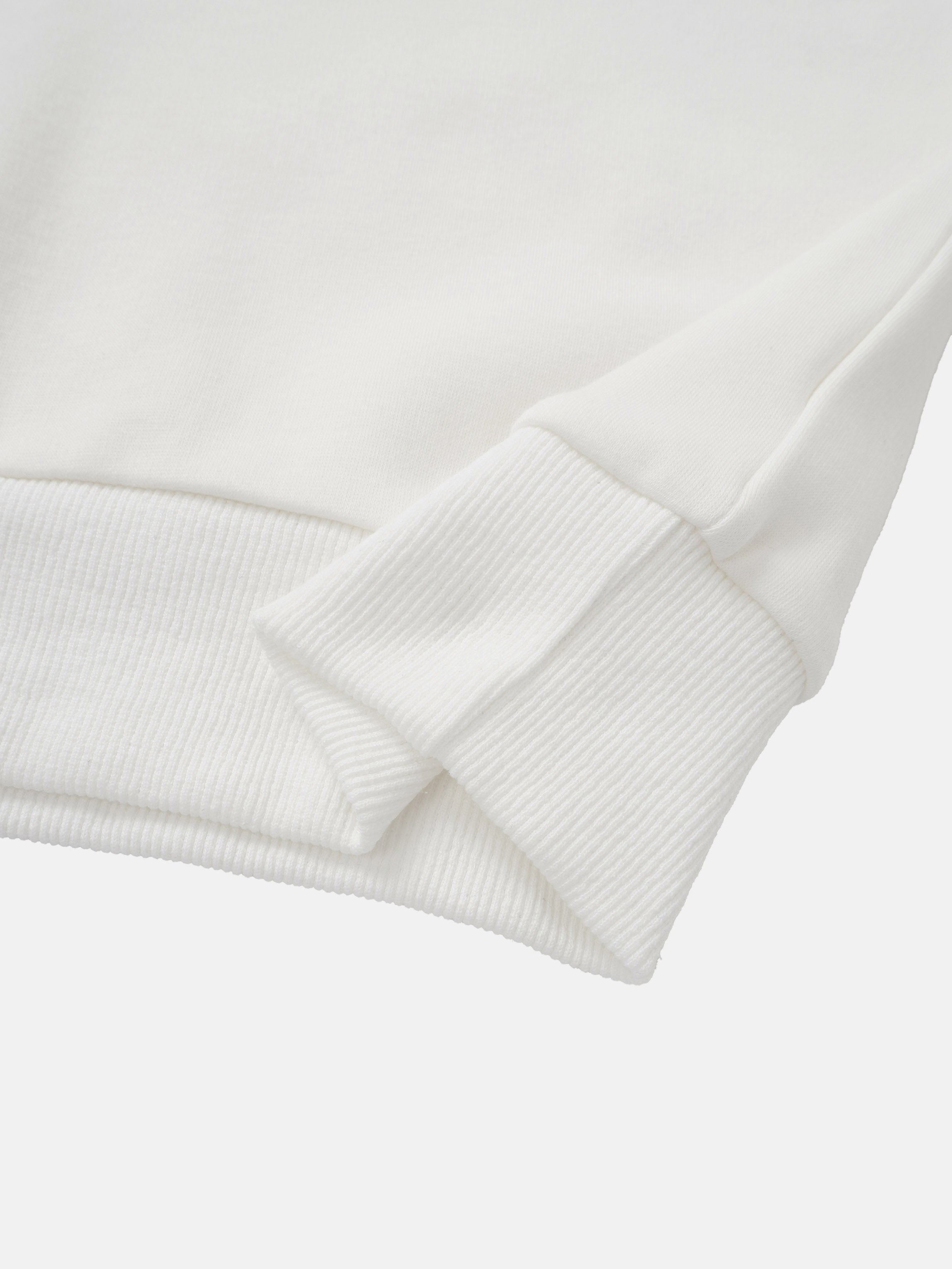 Ribbed Neck High V Sweatshirt - White/Burgundy