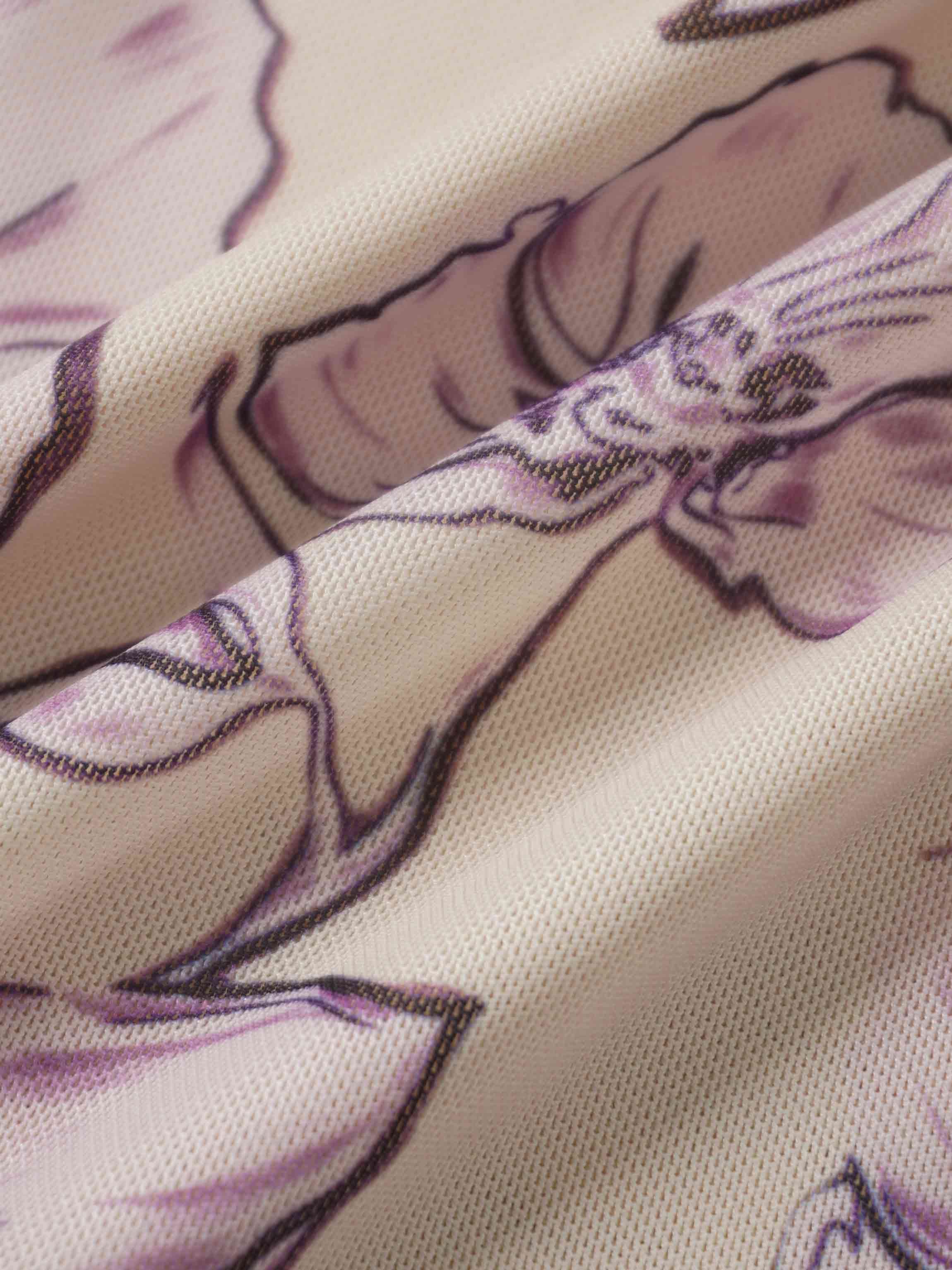 Mesh Crew Neck Print Top-Lavender Floral