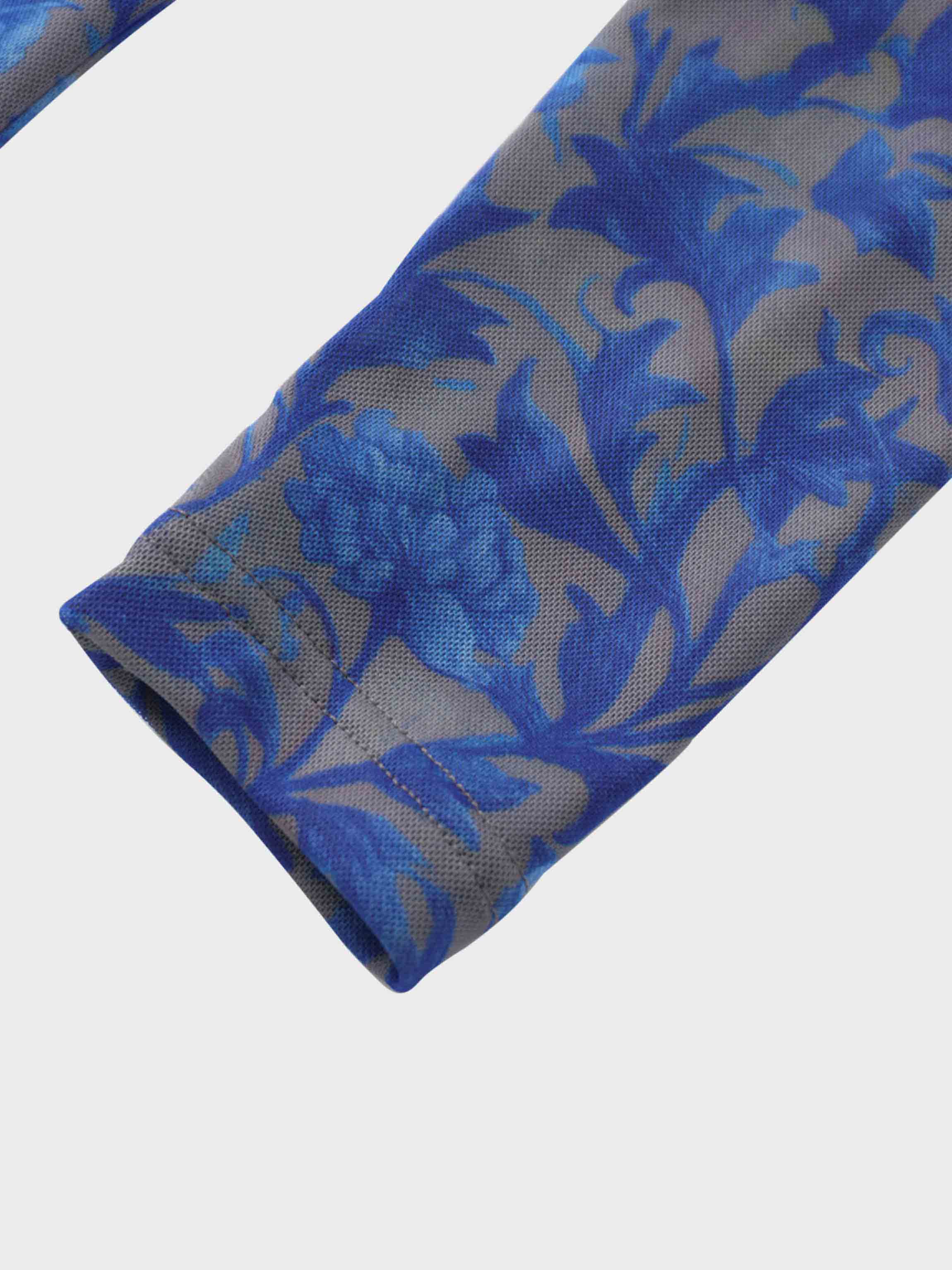 Mesh Crew Neck Print Top-Blue/Grey Vines