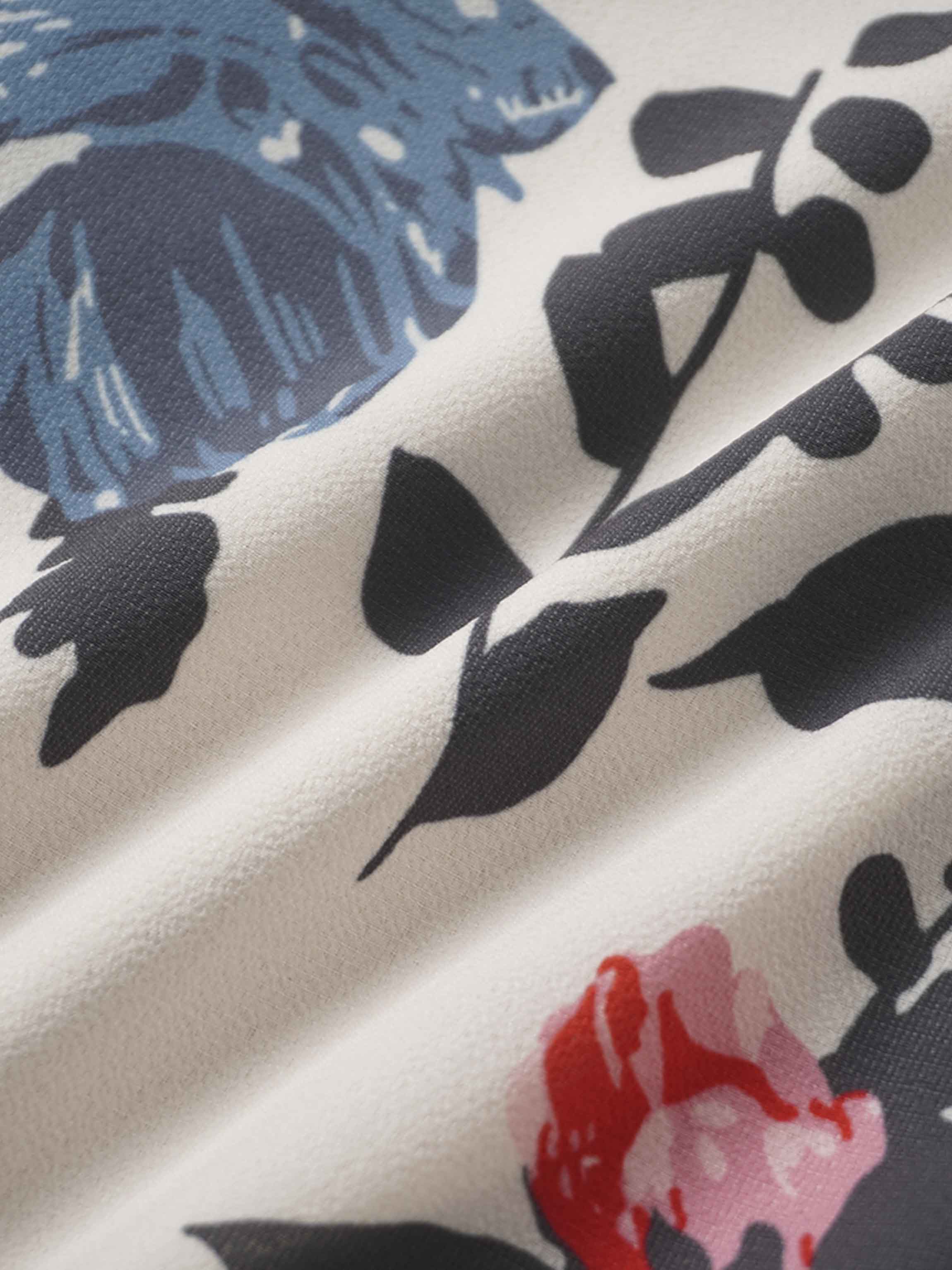 Piped Button Down Blouse-Floral