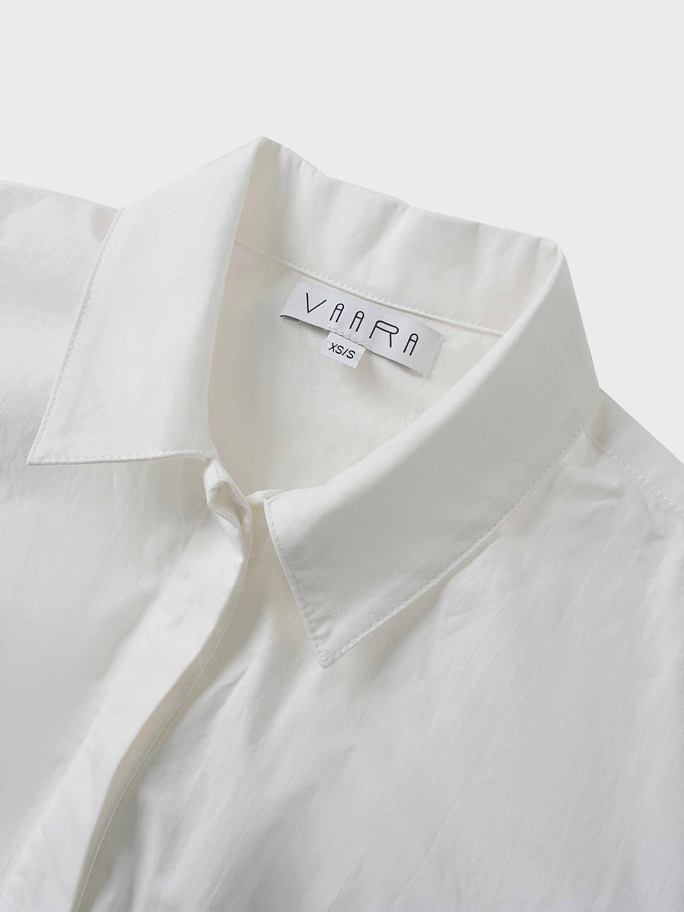 Cotton Front Crossover Blouse-White