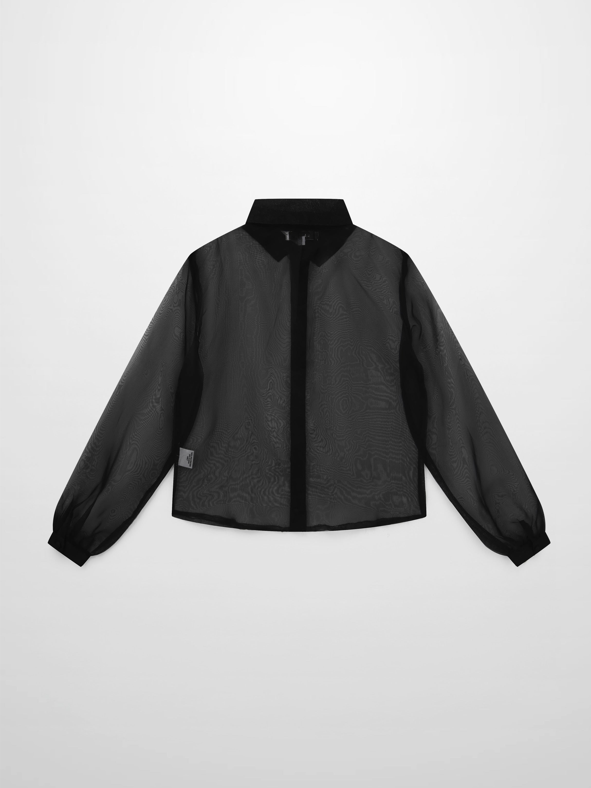 Organza Beaded Collar Blouse-Black