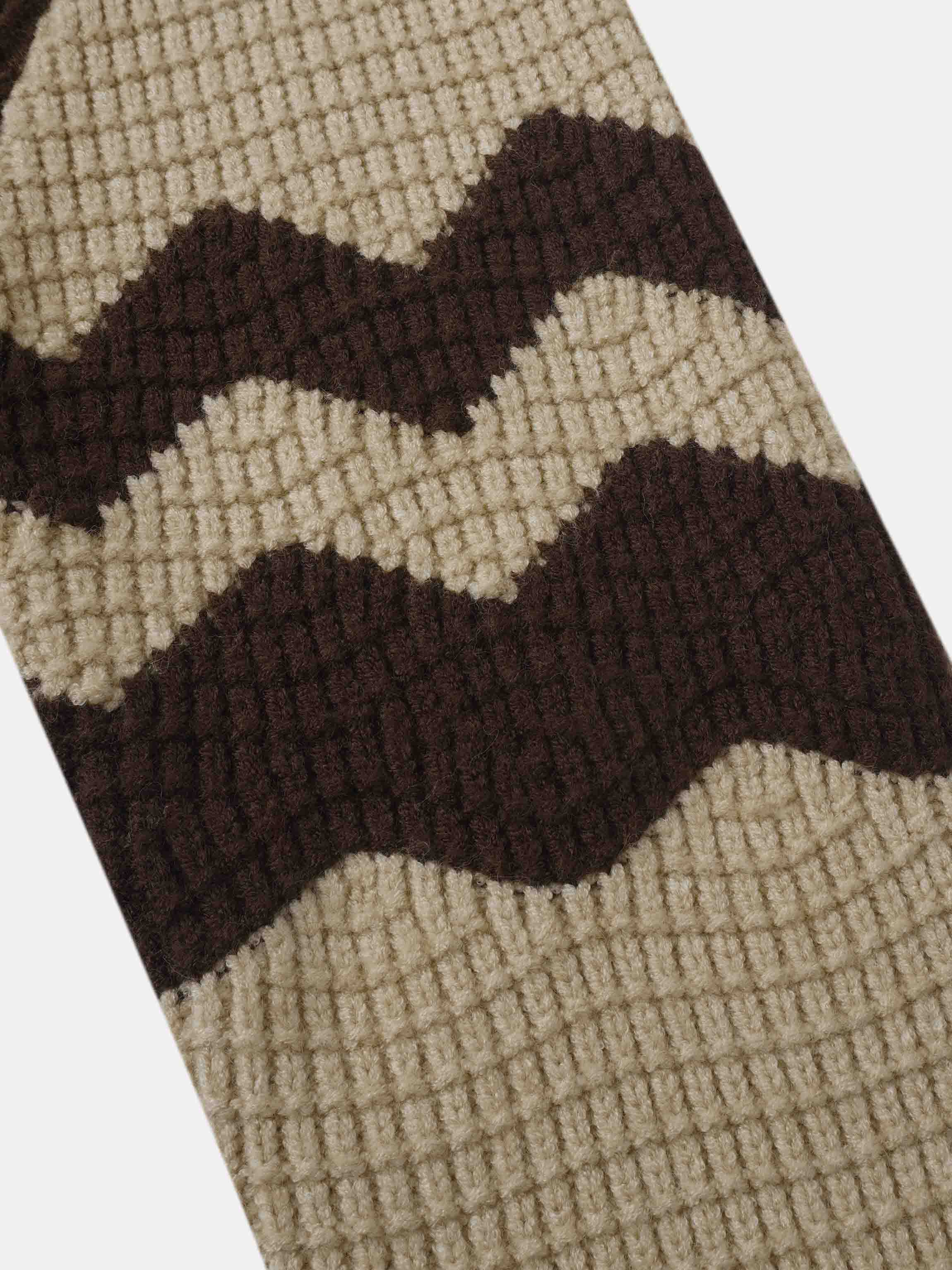 Waffle Designed Sweater - Tan/Brown
