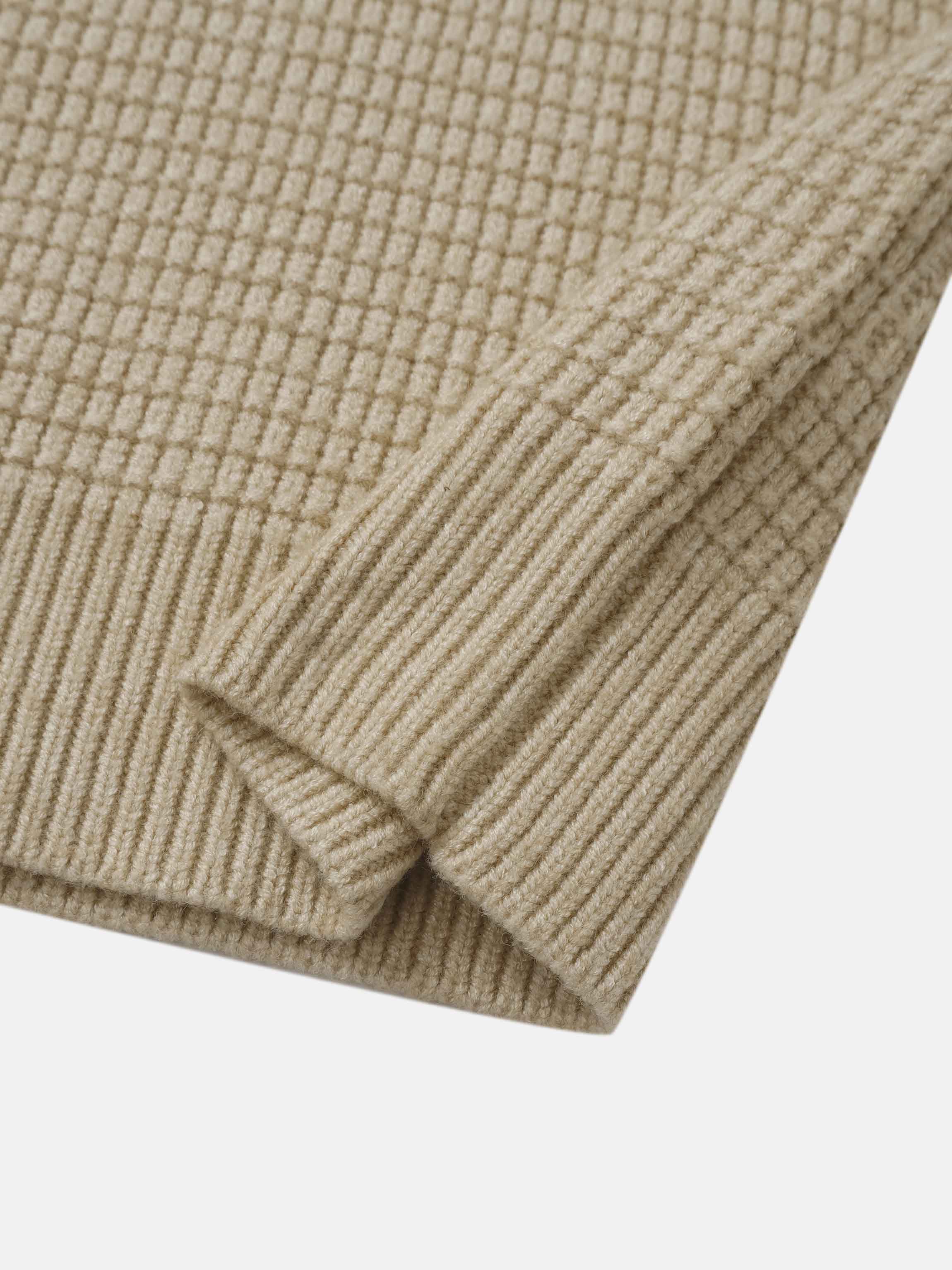 Waffle Designed Sweater - Tan/Brown
