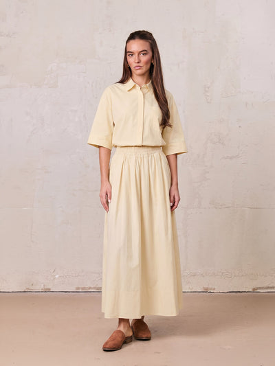 Elastic Waist Gathered Skirt-Yellow