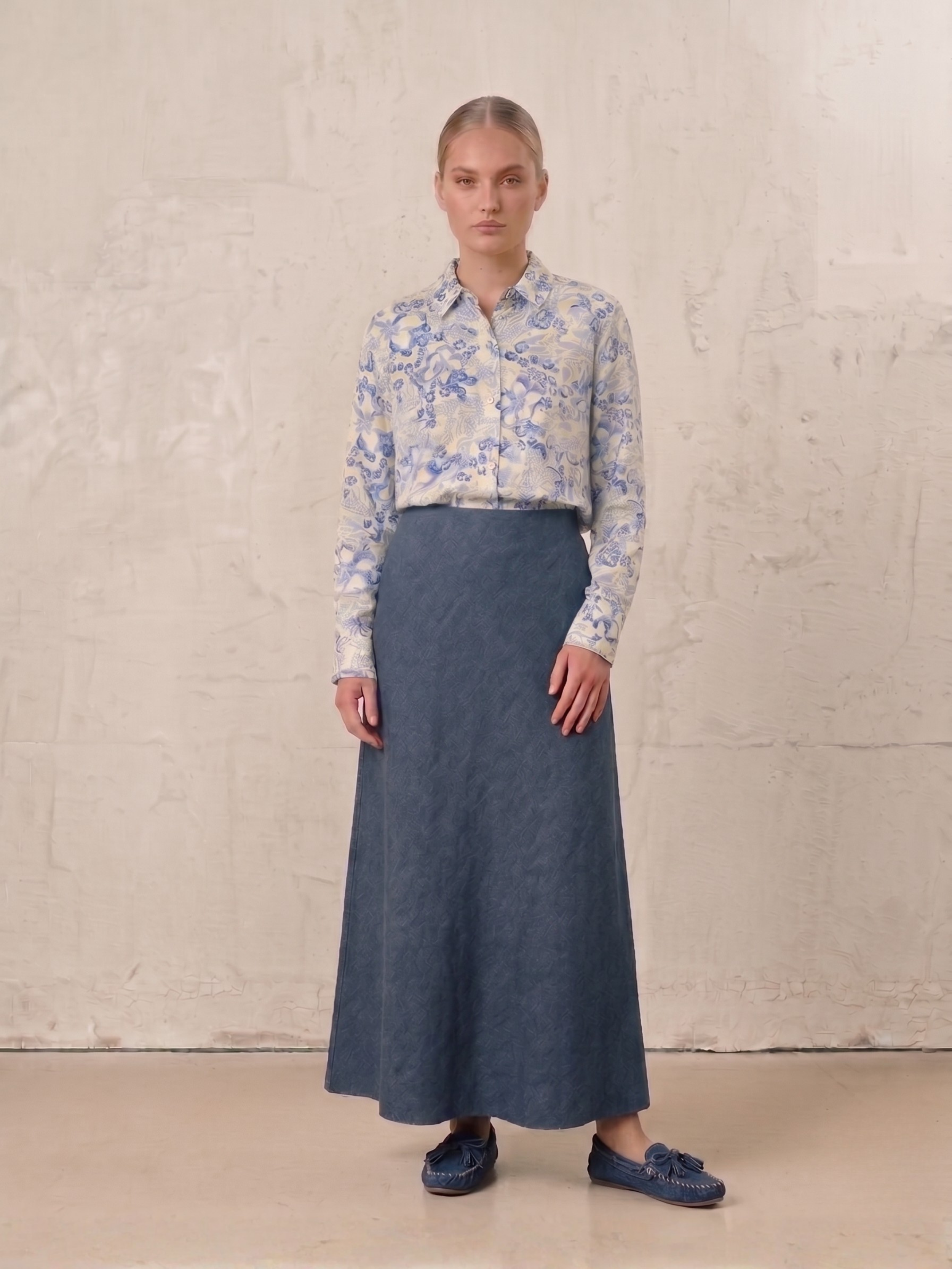 Classic Denim Skirt 37"-Medium Blue