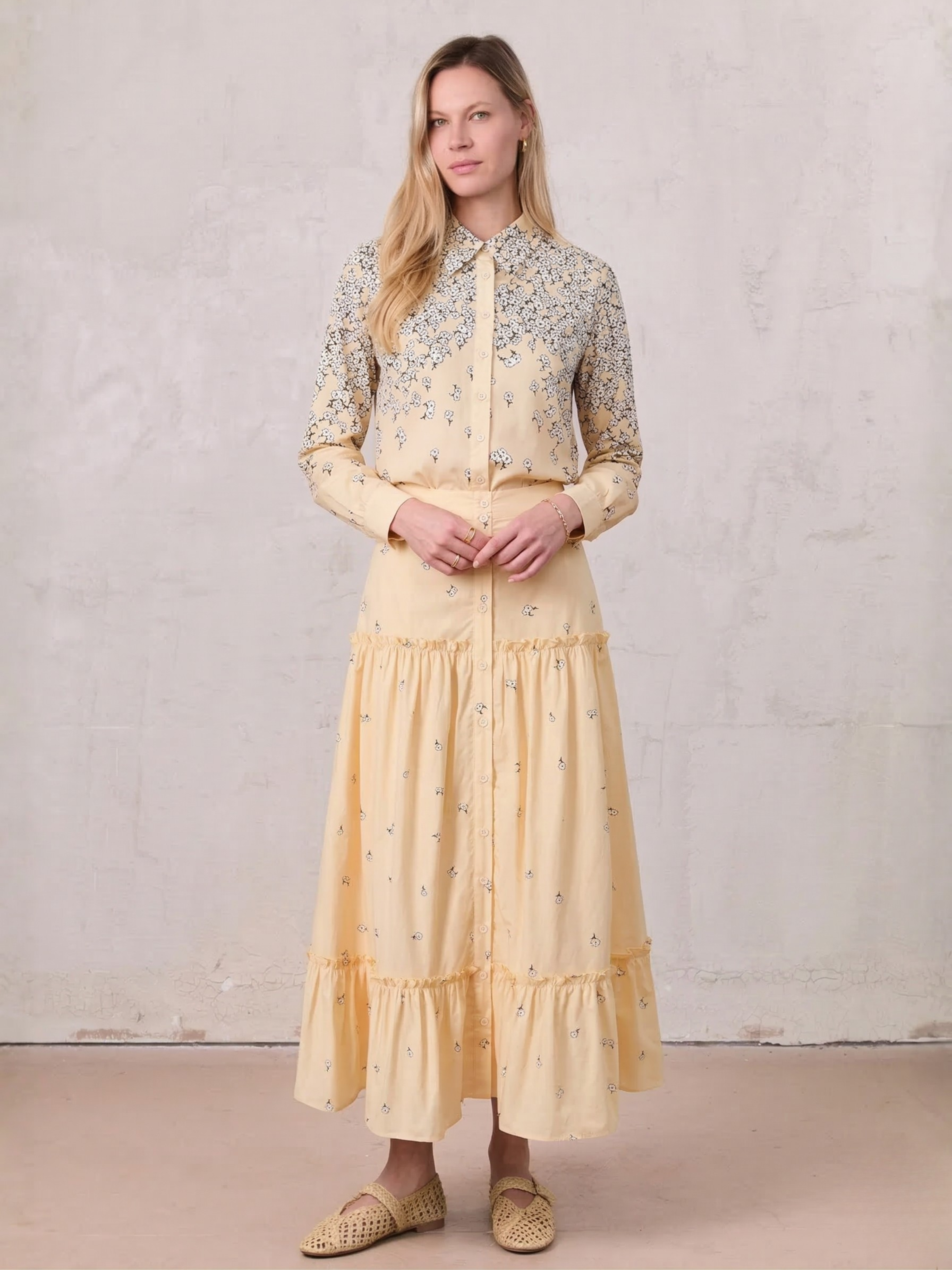 Ombre Flower Skirt-Peach